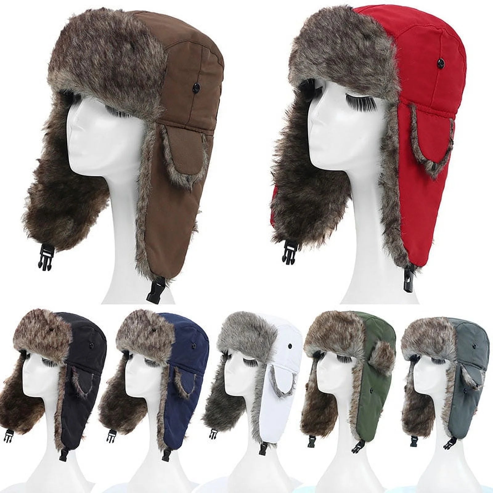 Unisex Men Women Russian Hat Trapper Bomber Warm Ear Flaps Winter Ski Hat Cap Headwear