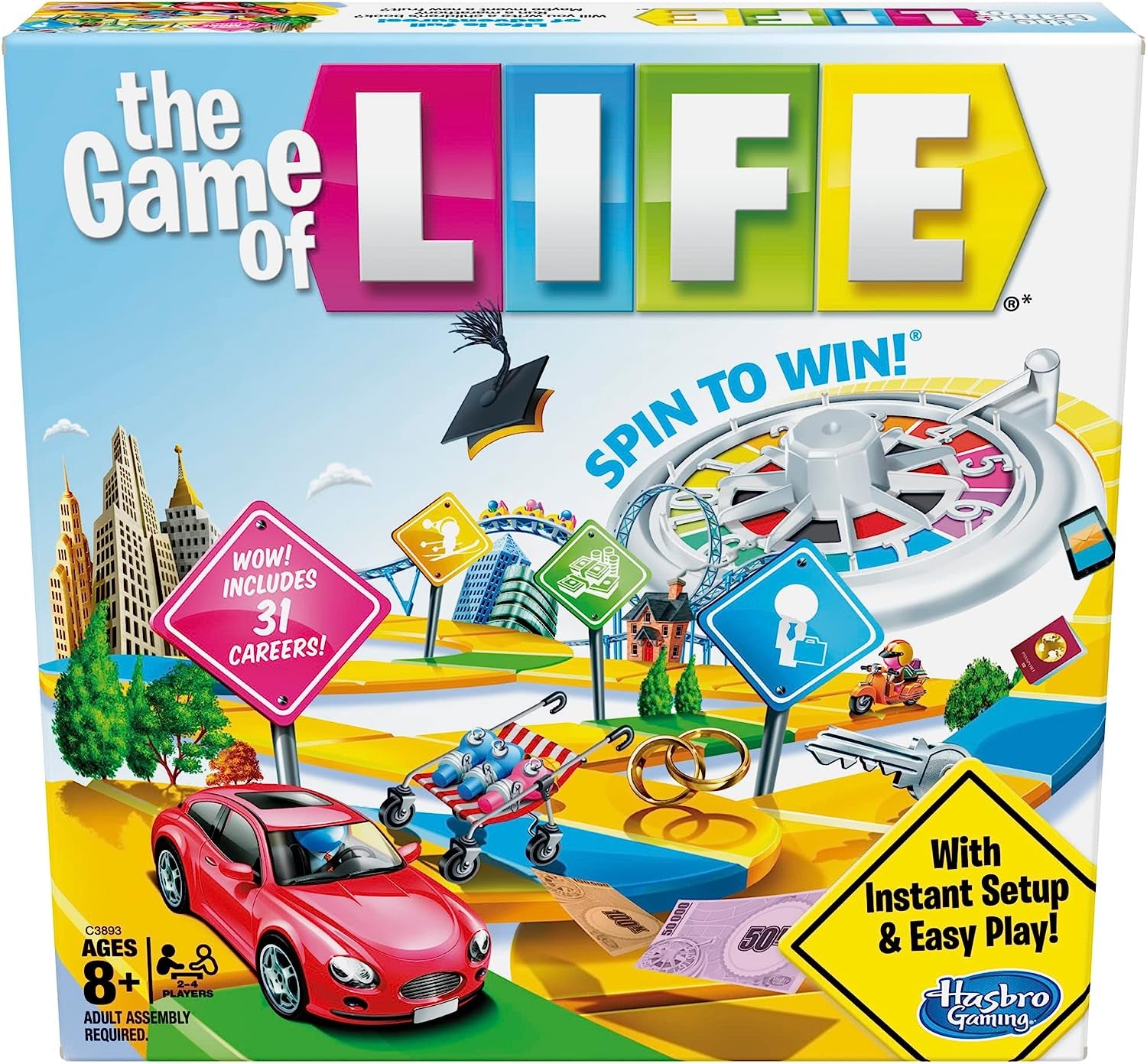 the Game of Life Board Game, Family Games for Kids Ages 8+, Includes 31 Careers, Family Board Games for 2-4 Players, Family Gifts (Amazon Exclusive)