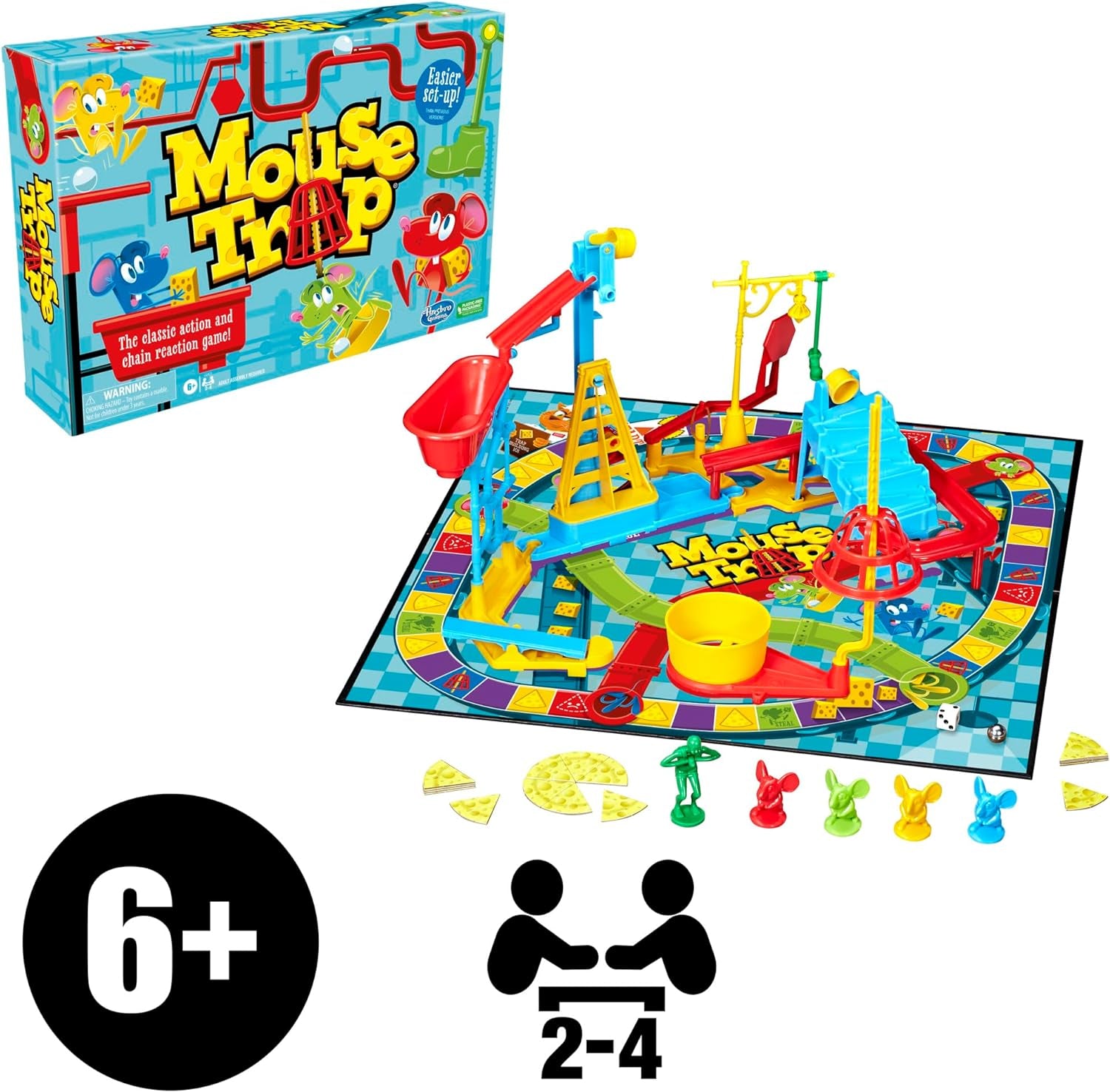 Mouse Trap Kids Board Game, Family Board Games for Kids, Easier Set-Up than Previous Versions, Kids Games for 2-4 Players, Kids Gifts, Ages 6 and Up