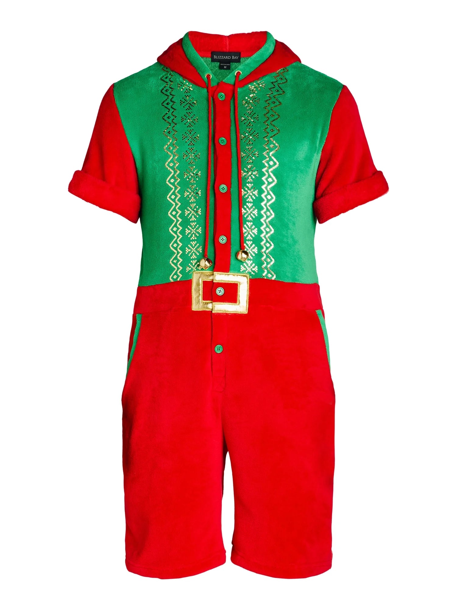 Men'S Jingle Elf Romphim Santacon Shorts Jumpsuit, Sizes S- XL