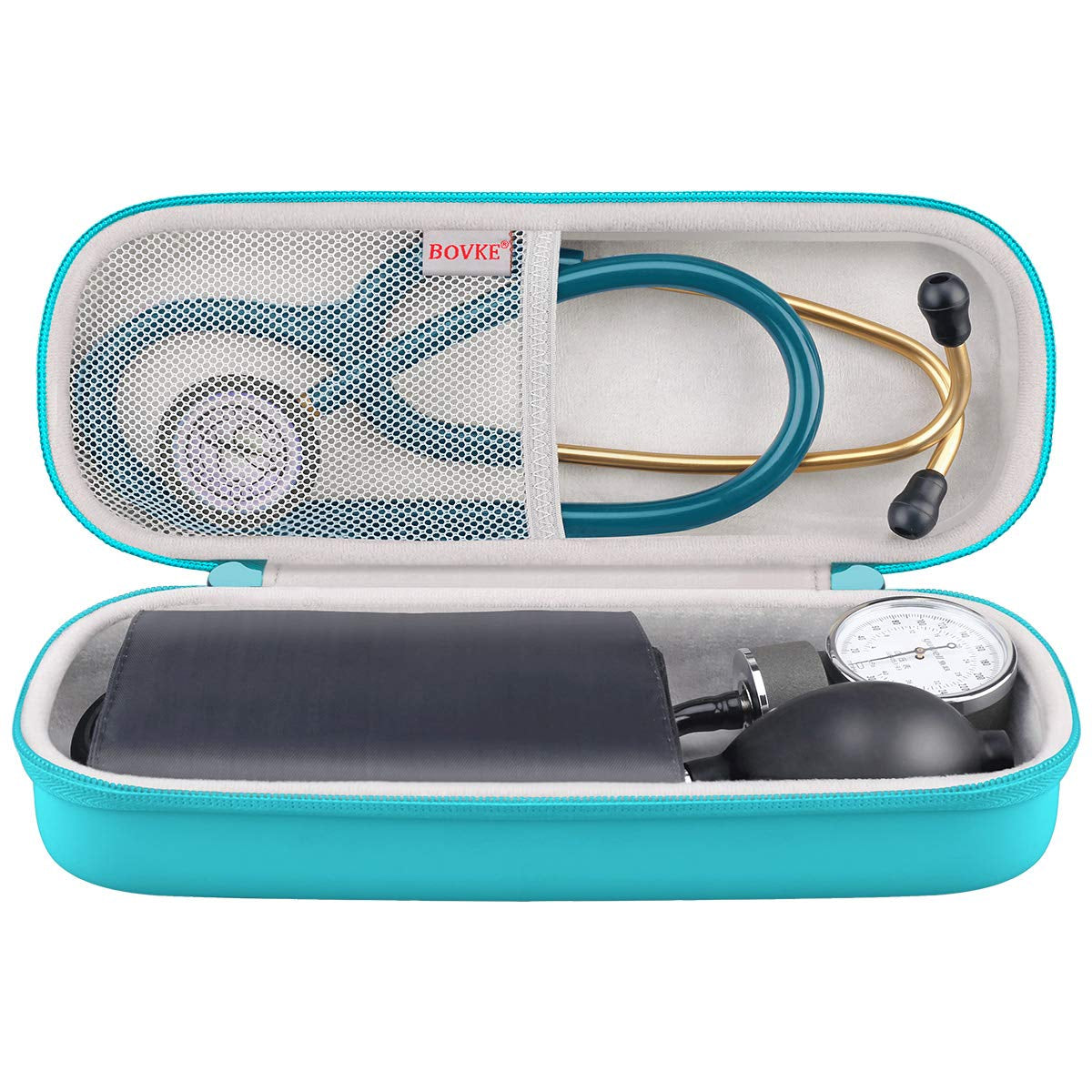 Travel Carrying Case Compatible with 3M Littmann Classic III, Lightweight II S.E, MDF Acoustica Deluxe Stethoscopes - Extra Room for Medical Scissors EMT Trauma Shears and LED Penlight, Emerald