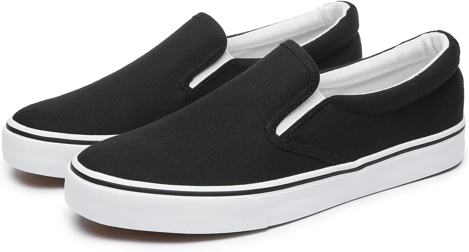 Mens Slip on Sneakers Loafers Shoes Black Shoes White Casual Fashion Shoes