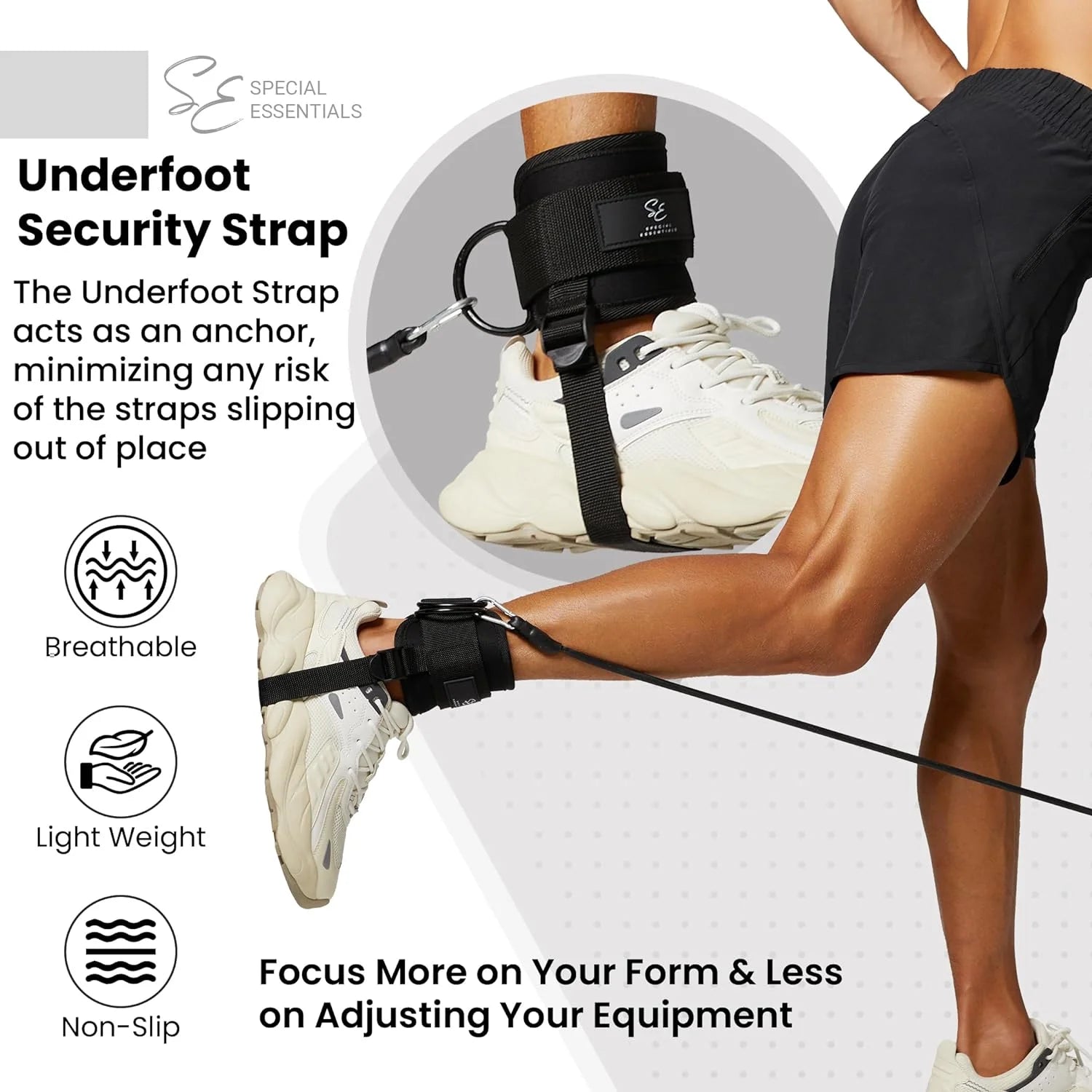 Ankle Strap for Cable Machine & Resistance Bands Premium Neoprene Gym & Workout Kickback Ankle Cuffs with Adjustable Foot Strap for Enhanced Leg & Glute Exercises