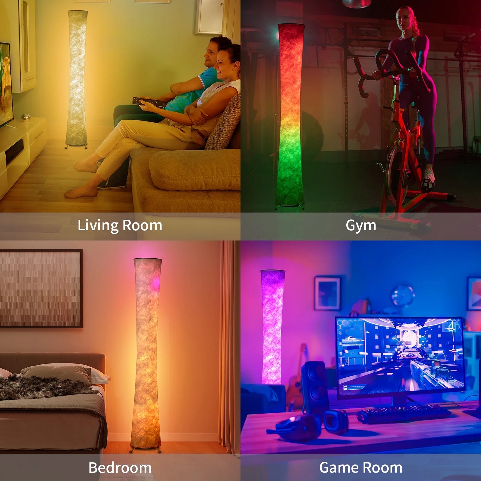 Soft Light LED Floor Lamp RGB Color Changing 61'' Modern Tall Lamp, Smart Standing Lamp with Remote Control and APP Control for Living Room, Bedroom and Game Room