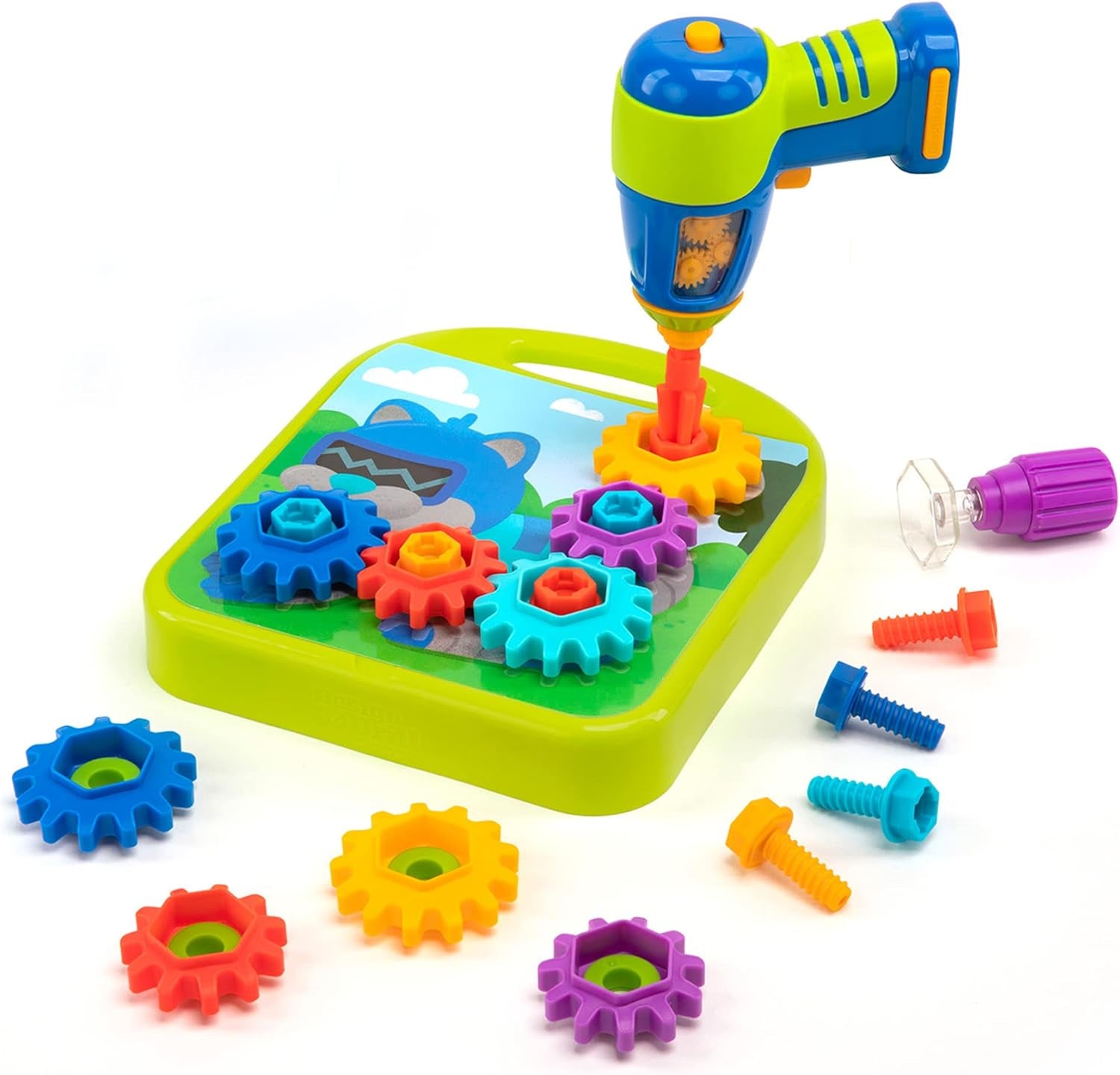 Design & Drill Gears Workshop, 55 Pieces with Electric Toy Drill, STEM Toy, Gift for Kids Ages 3+