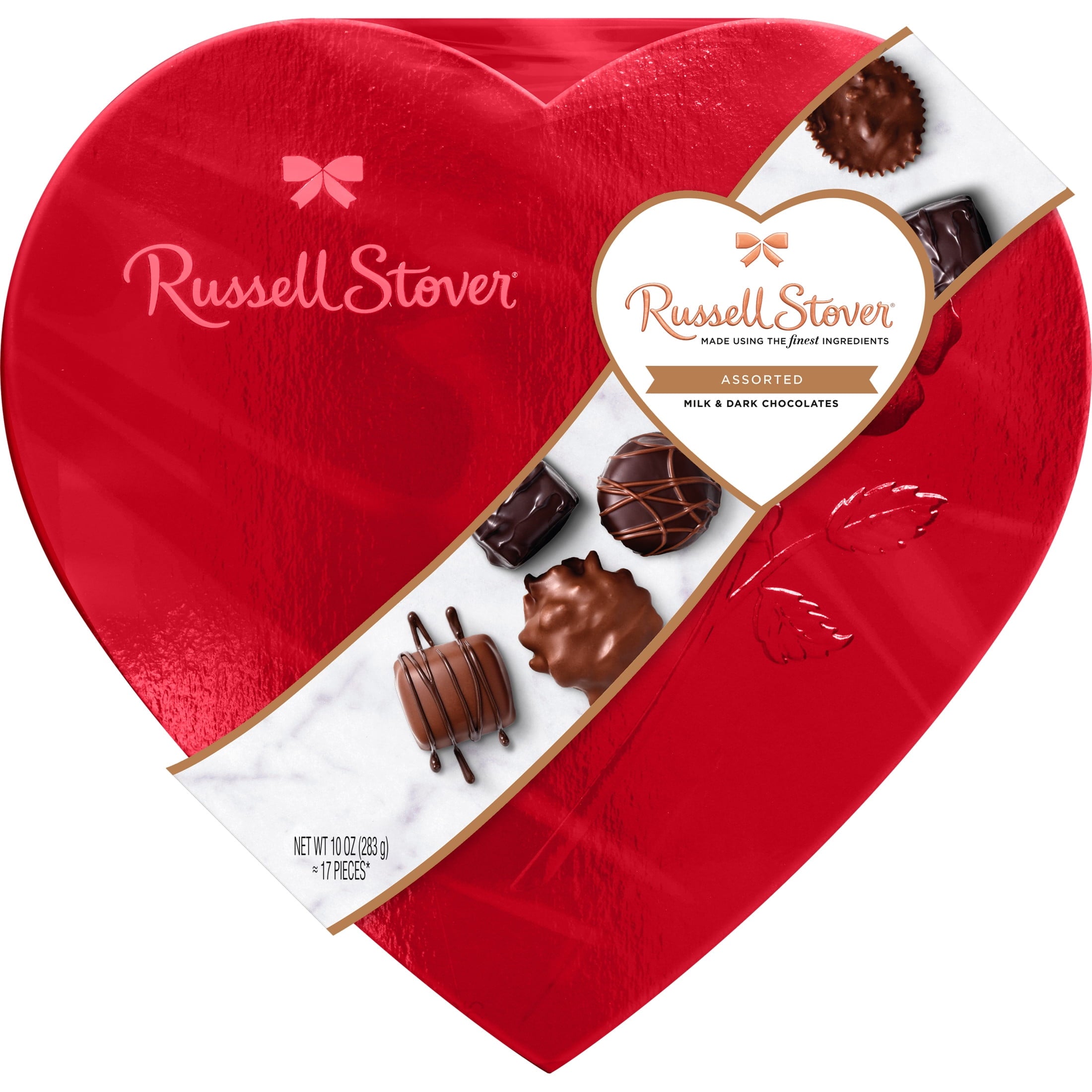 Valentine'S Day Red Foil Heart Assorted Milk & Dark Chocolate Gift Box, 10 Oz. (17 Pieces)