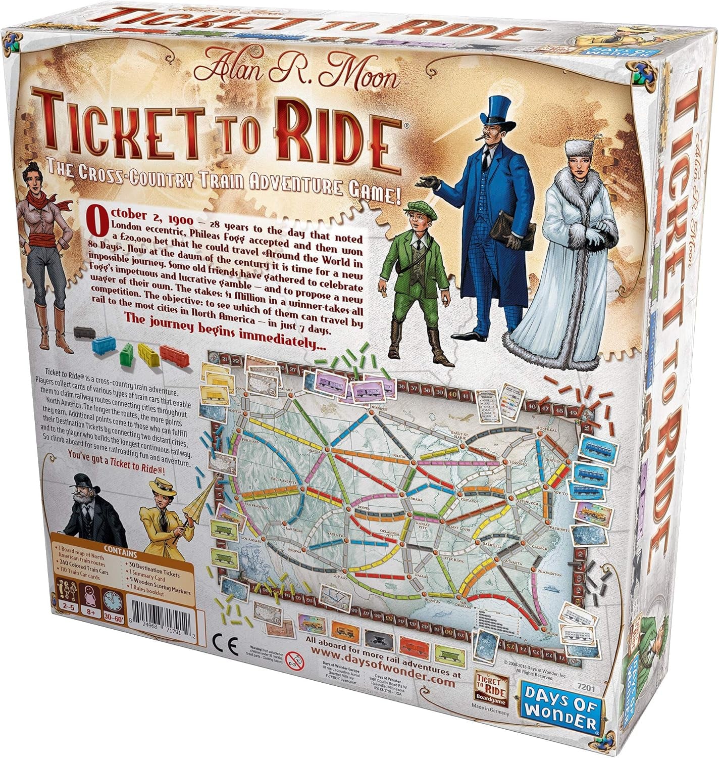 Ticket to Ride Board Game - a Cross-Country Train Adventure for Friends and Family! Strategy Game for Kids & Adults, Ages 8+, 2-5 Players, 30-60 Minute Playtime, Made by