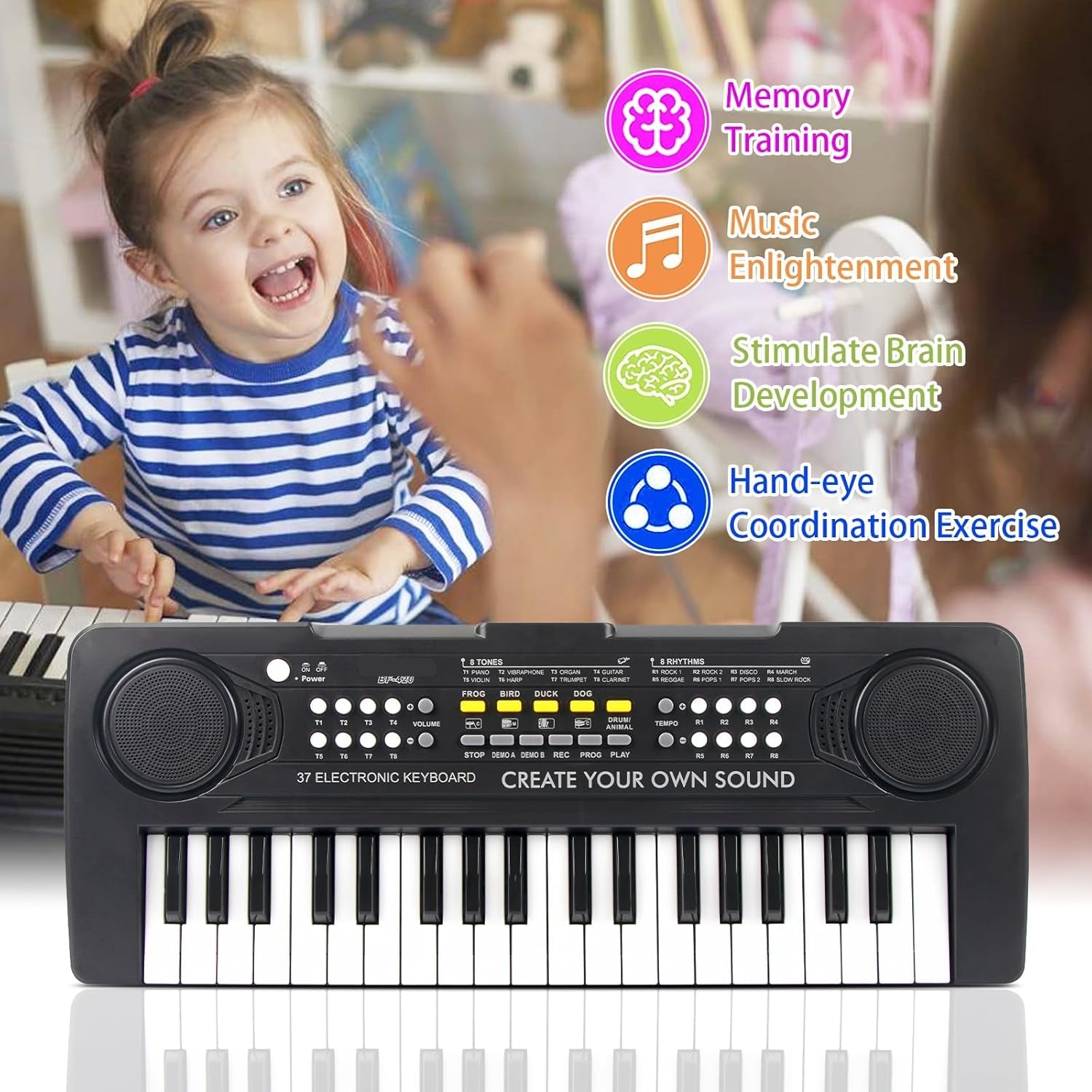 Kids Piano Keyboard, 37 Keys Portable Music Keyboard Electric Piano Toys for Children, Educational Instruments Toddler Keyboard Piano for Kids Ages 3 4 5 6 7 8 9