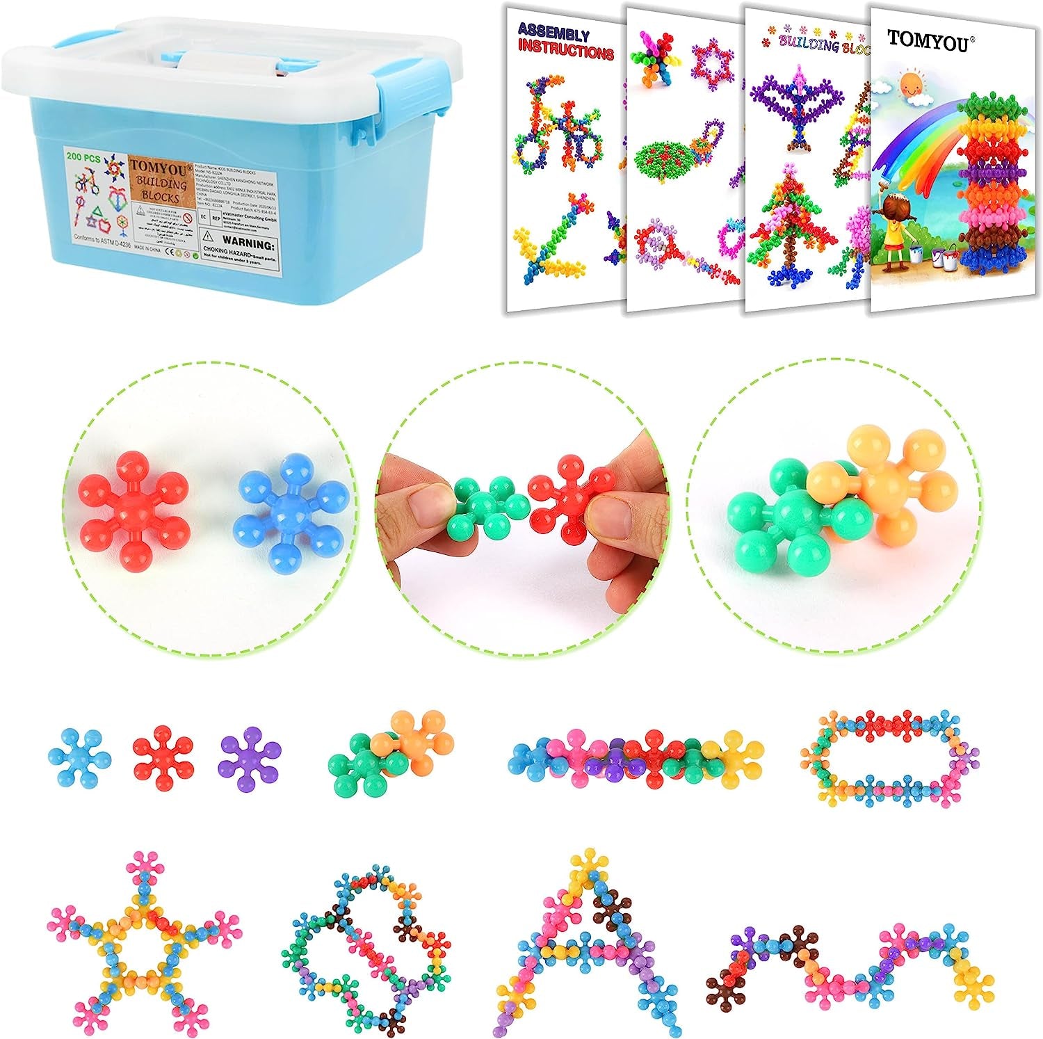 200 Pieces Building Blocks Kids STEM Toys Educational Discs Sets Interlocking Solid Plastic for Preschool Boys and Girls Aged 3+, Safe Material Creativity