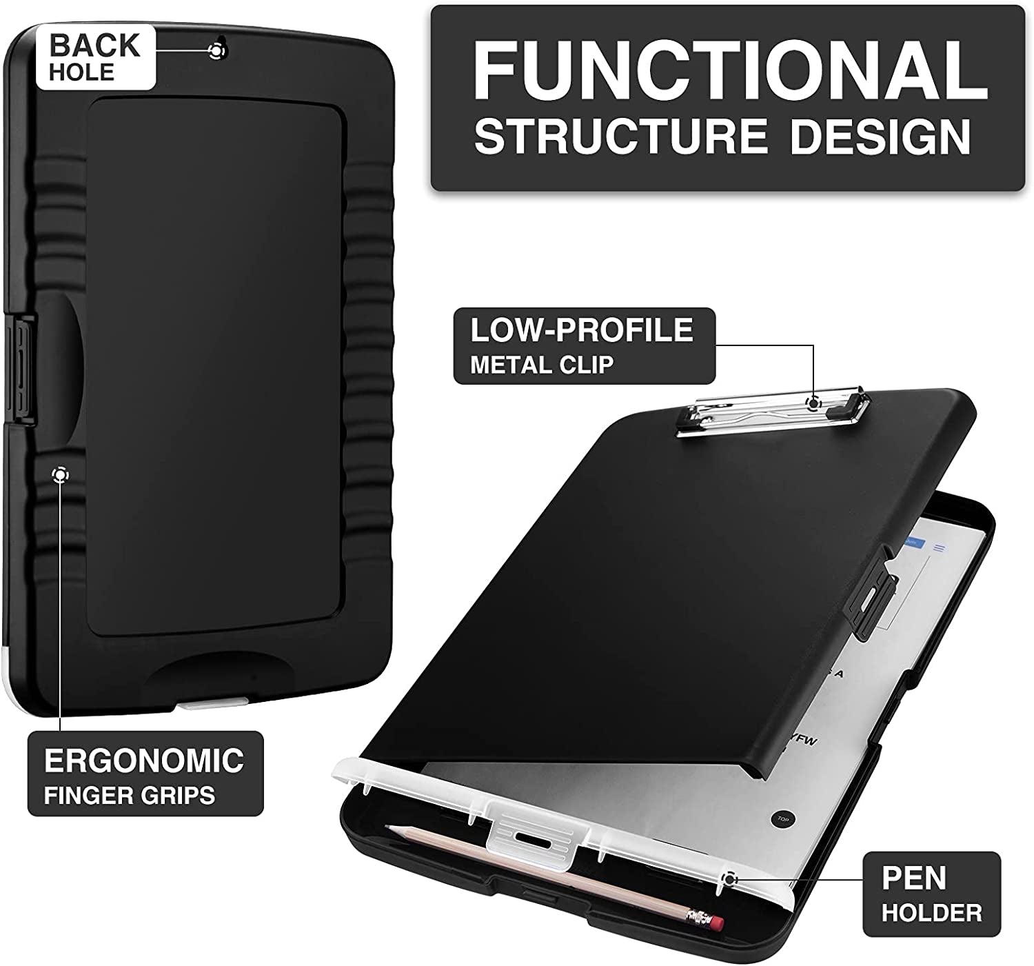 Clipboard with Storage, High Capacity Nursing Clipboard with Pen Holder, Heavy Duty Plastic Clipboard, Teacher Must Haves School Office Supplies