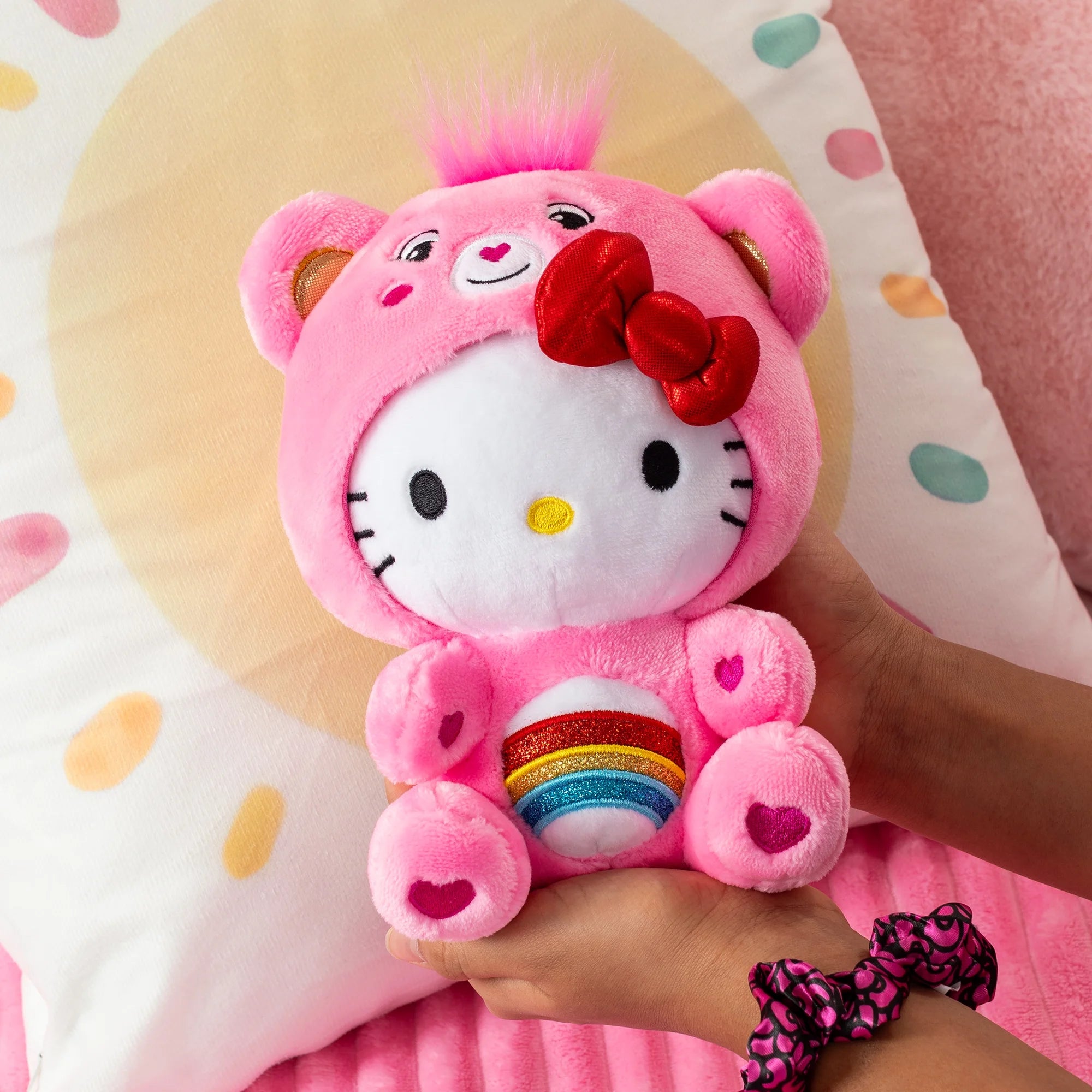 Hello Kitty Dressed as Cheer Bear  9" Fun-Size Plush - Soft, Huggable Bestie!