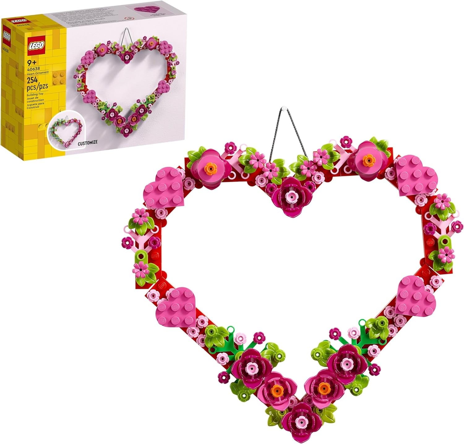 Heart Ornament Building Toy Kit, Heart Shaped Arrangement of Artificial Flowers, Great Gift for Loved Ones, Unique Arts & Crafts Activity for Kids, Girls and Boys Ages 9 and Up, 40638