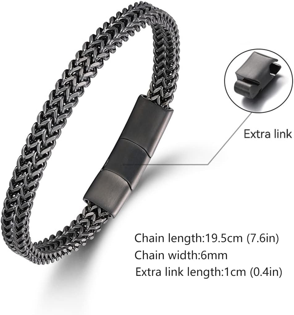 Bracelets for Men-Stainless Steel Magnetic Clasp Franco Chain Mens Bracelet