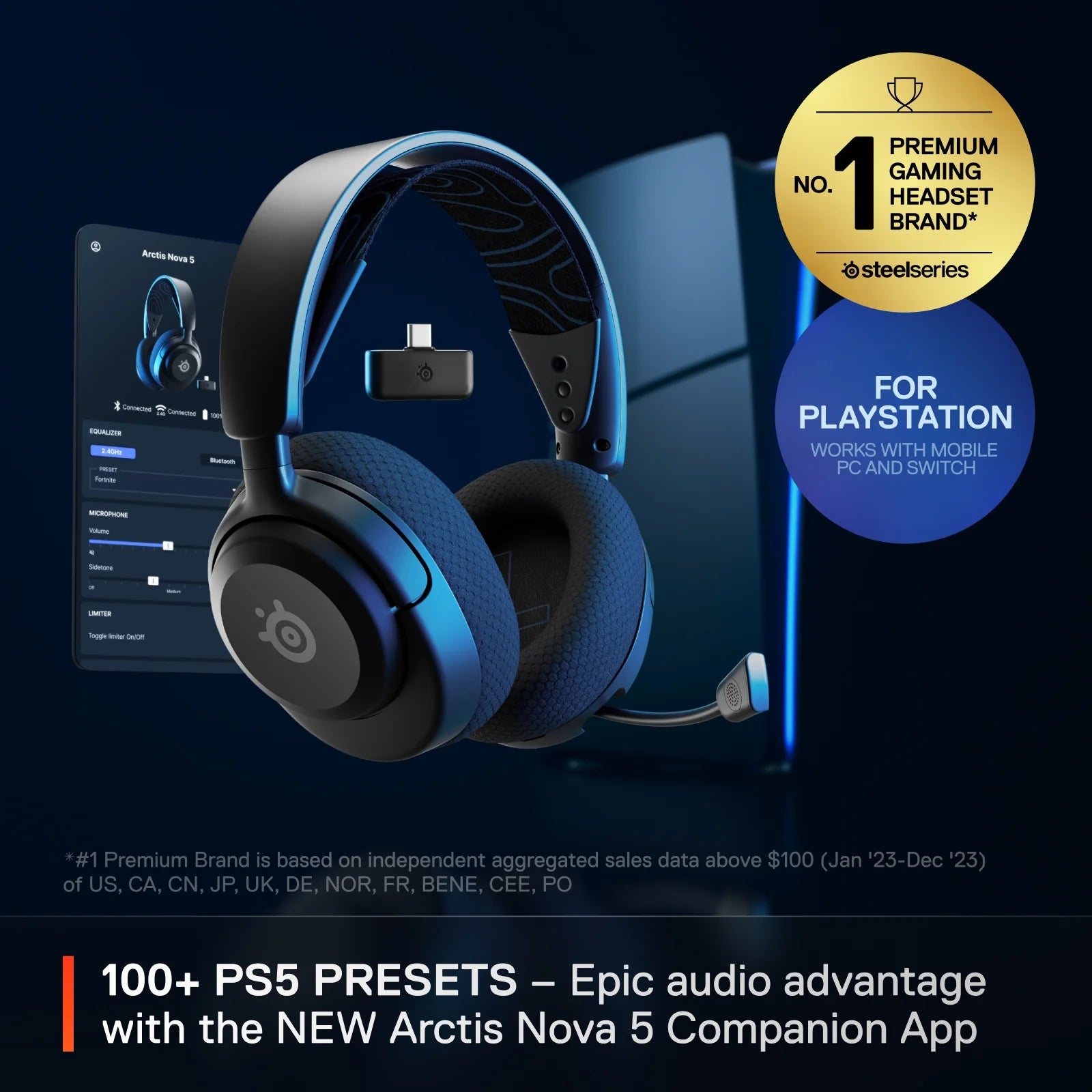 Arctis Nova 5P Wireless Gaming Headset — Playstation 5, Playstation 4, PC, Nintendo Switch, Mobile - Black