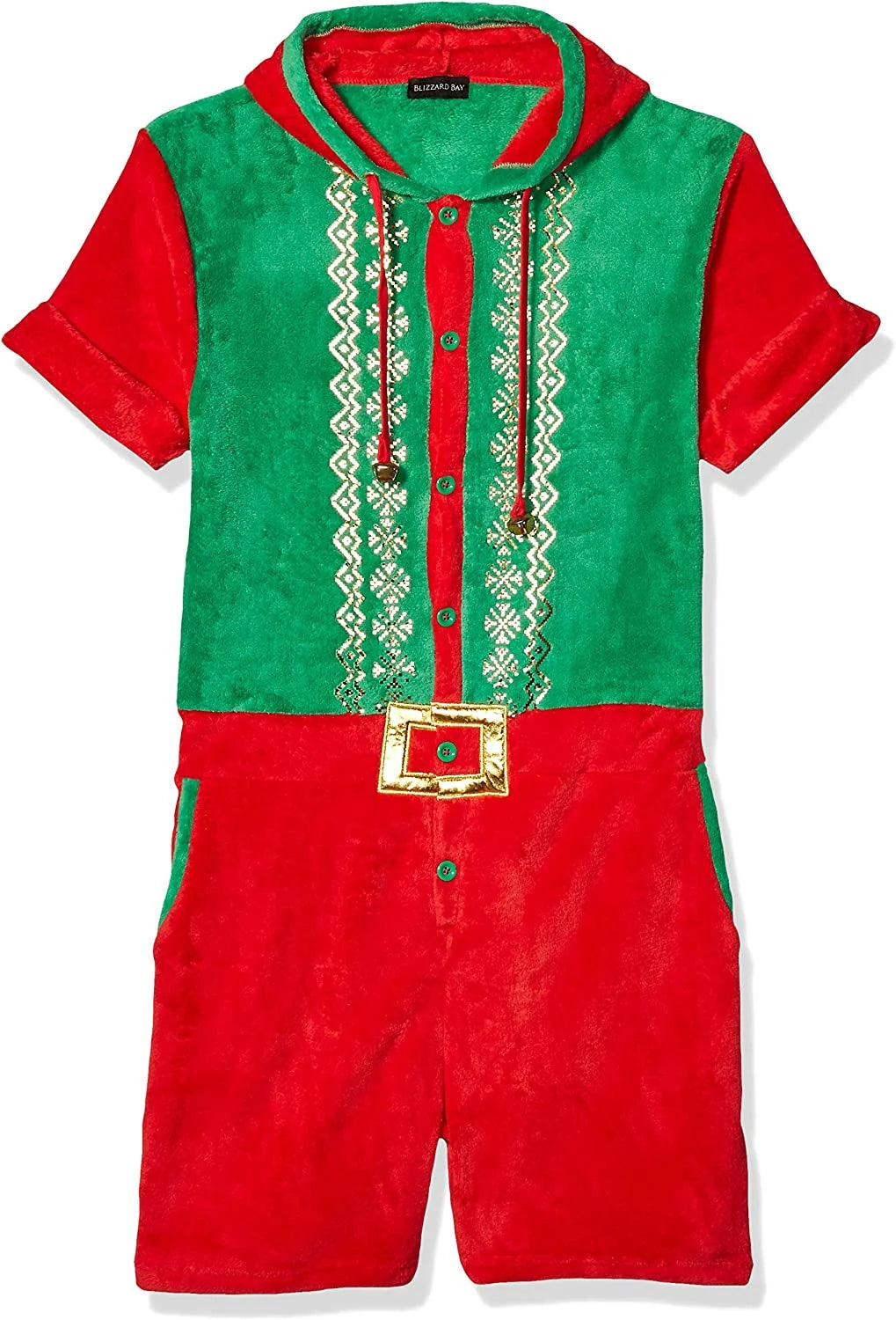 Men'S Jingle Elf Romphim Santacon Shorts Jumpsuit, Sizes S- XL