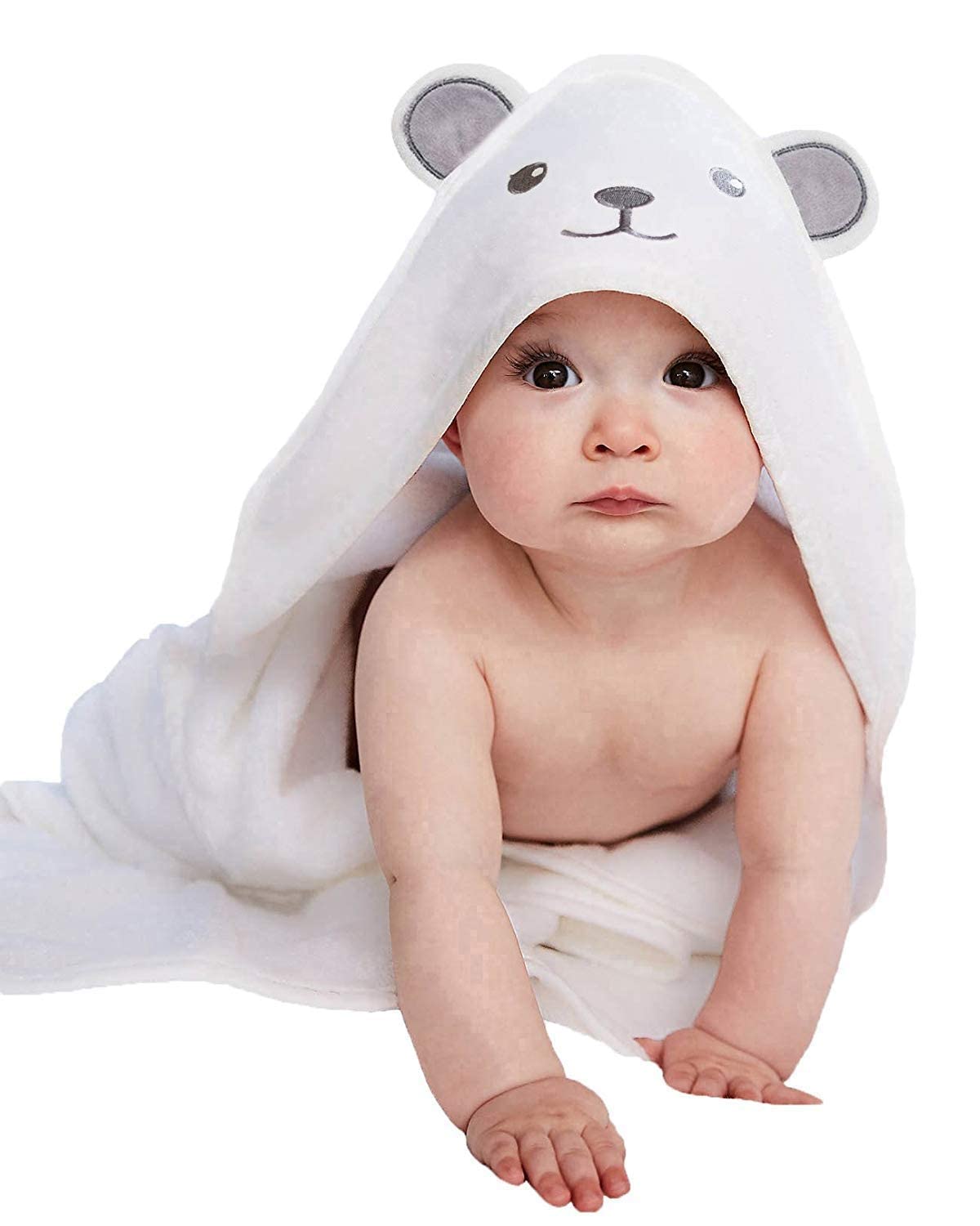 HIPHOP PANDA Hooded Towel - Rayon Made from Bamboo, Bath Towel with Bear Ears for Newborn, Babie, Toddler, Infant - Absorbent Large Baby Towel - Panda, 30 x 30 Inch