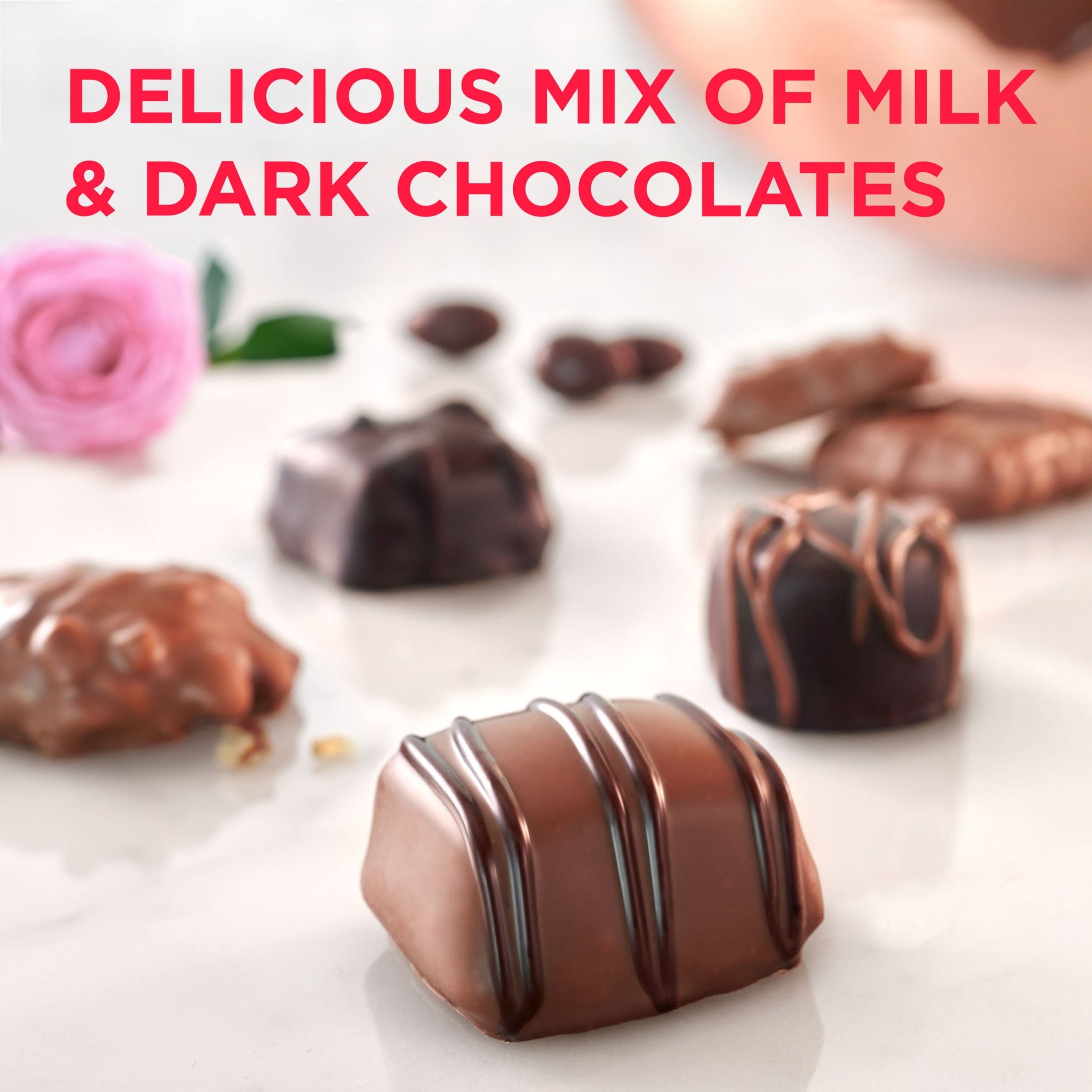 Valentine'S Day Red Foil Heart Assorted Milk & Dark Chocolate Gift Box, 10 Oz. (17 Pieces)