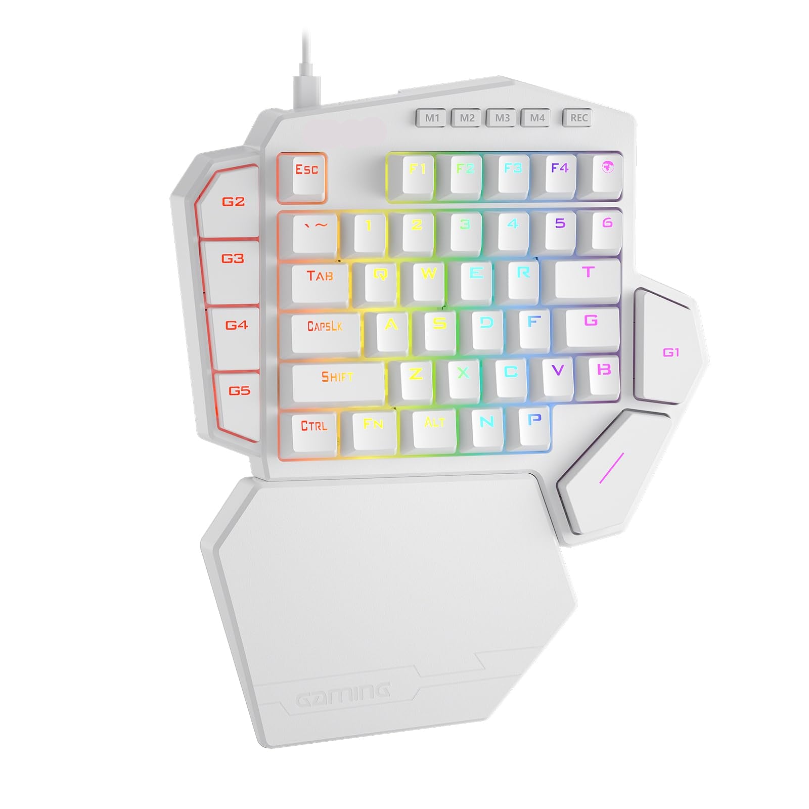 Upgraded  One-Handed Wired RGB Mechanical Gaming Keyboard, 42 Keys Type-C Keypad with Hot-Swappable Socket, 7 Macro Keys & Detachable Wrist Rest