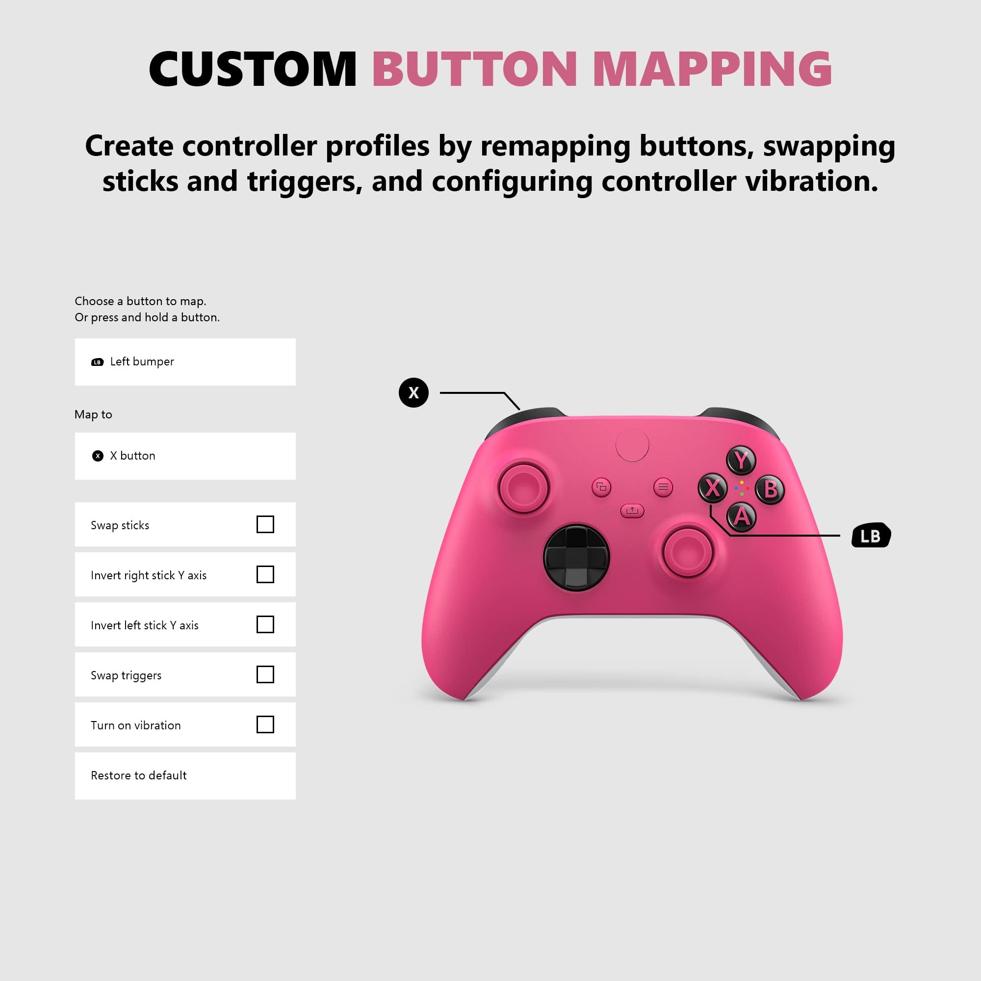 Deep Pink Core Wireless Gaming Controller – Windows PC, Android, and iOS