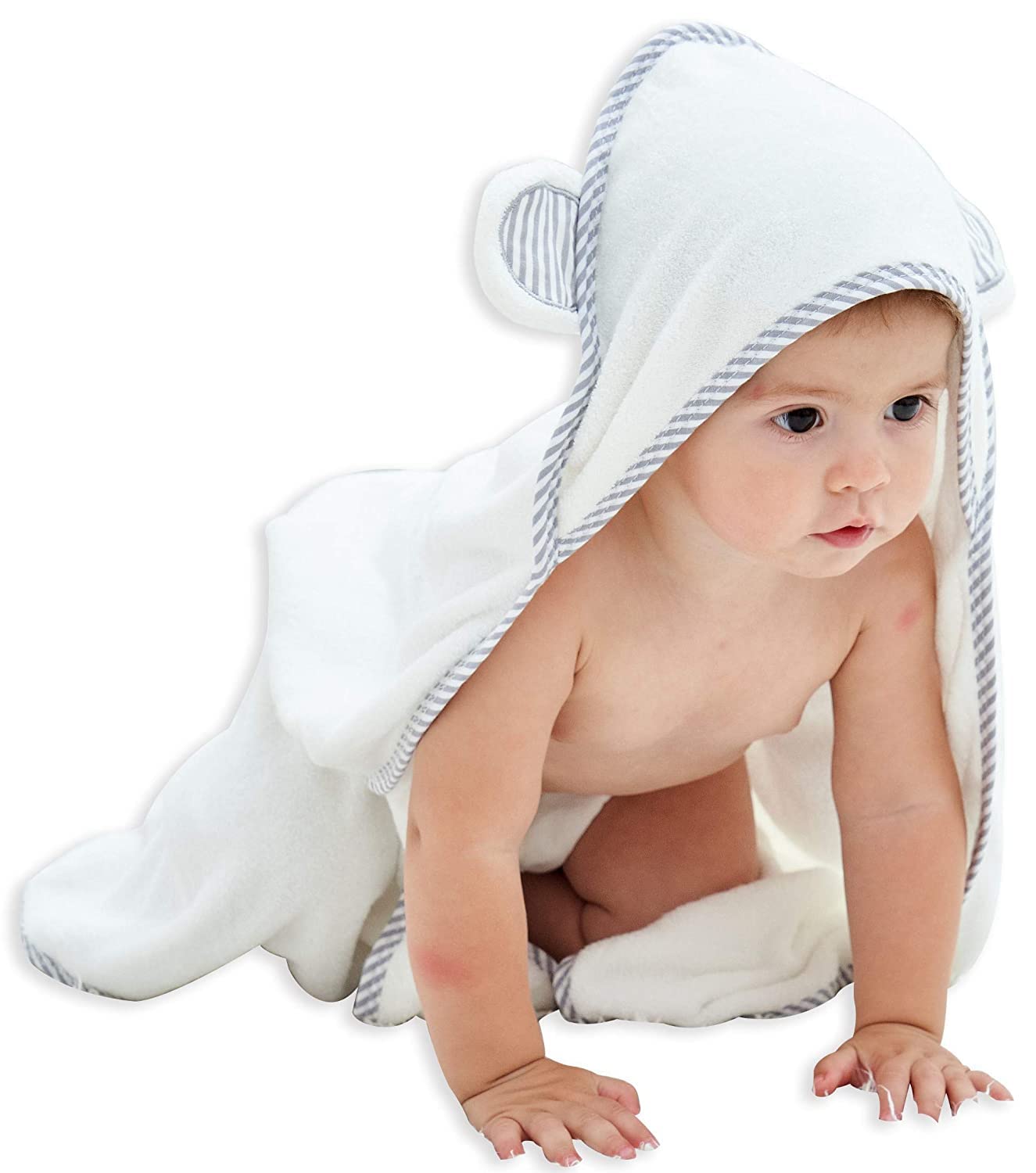 HIPHOP PANDA Hooded Towel - Rayon Made from Bamboo, Bath Towel with Bear Ears for Newborn, Babie, Toddler, Infant - Absorbent Large Baby Towel - Panda, 30 x 30 Inch