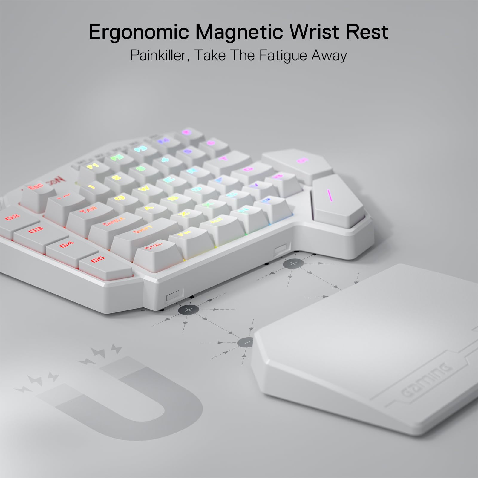 Upgraded  One-Handed Wired RGB Mechanical Gaming Keyboard, 42 Keys Type-C Keypad with Hot-Swappable Socket, 7 Macro Keys & Detachable Wrist Rest