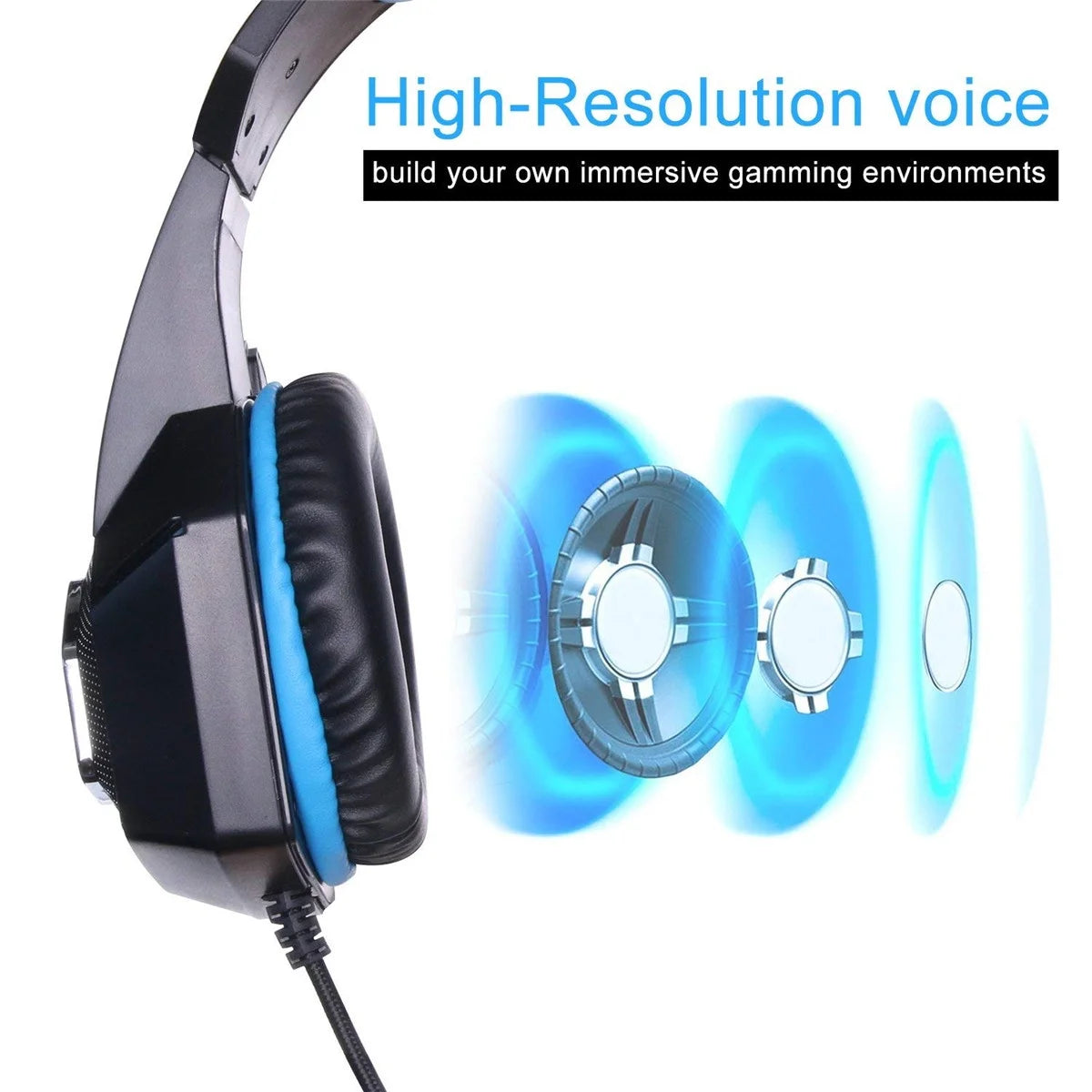 Gaming Headset with Mic for Xbox One PS4 PC Nintendo Switch Tablet Smartphone, Headphones Stereo over Ear Bass 3.5Mm Microphone Noise Canceling 7 LED Light Soft Memory Earmuffs