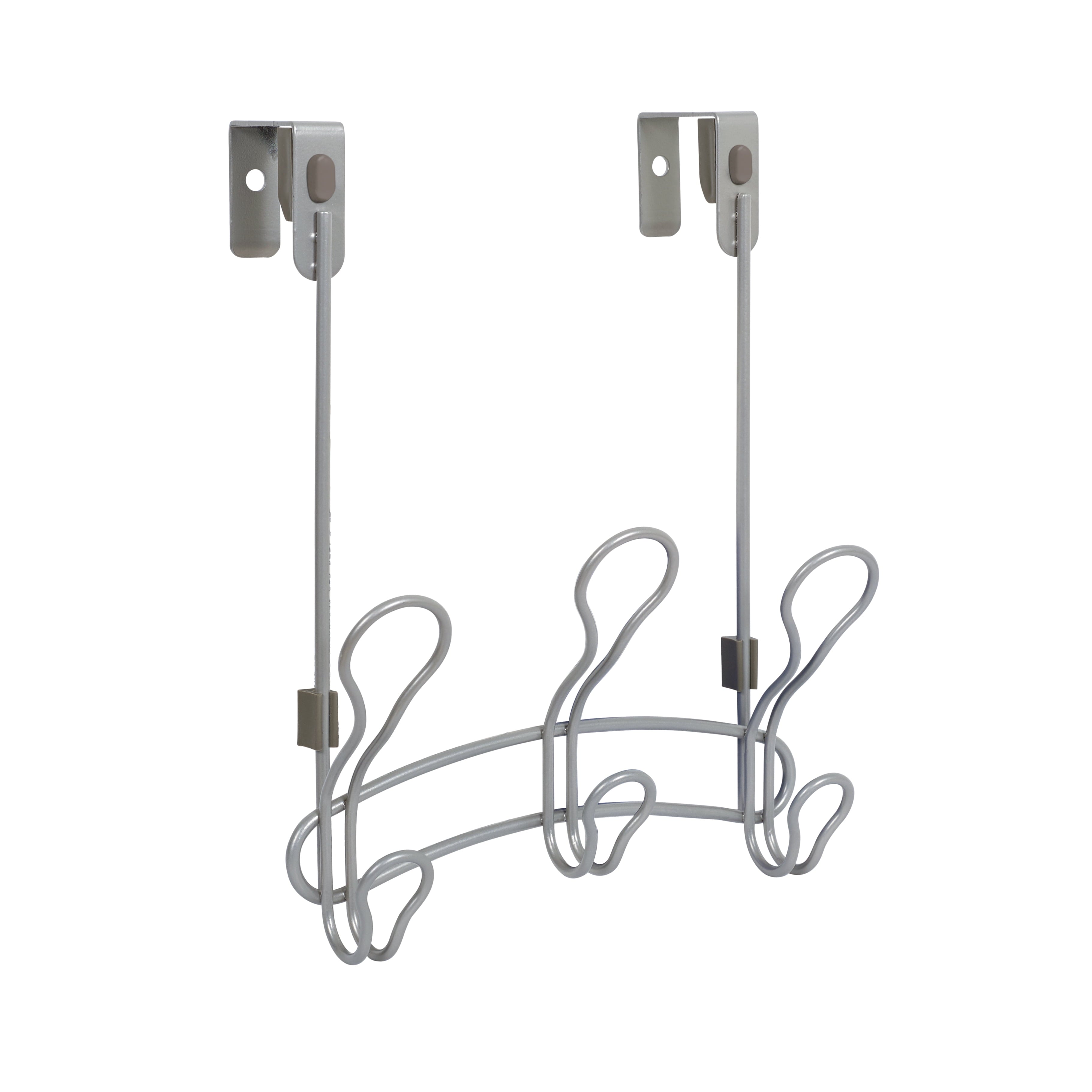 Snugfit 3-Hook Metal Over-The-Door Robe and Towel Holder Rack, Satin Nickel