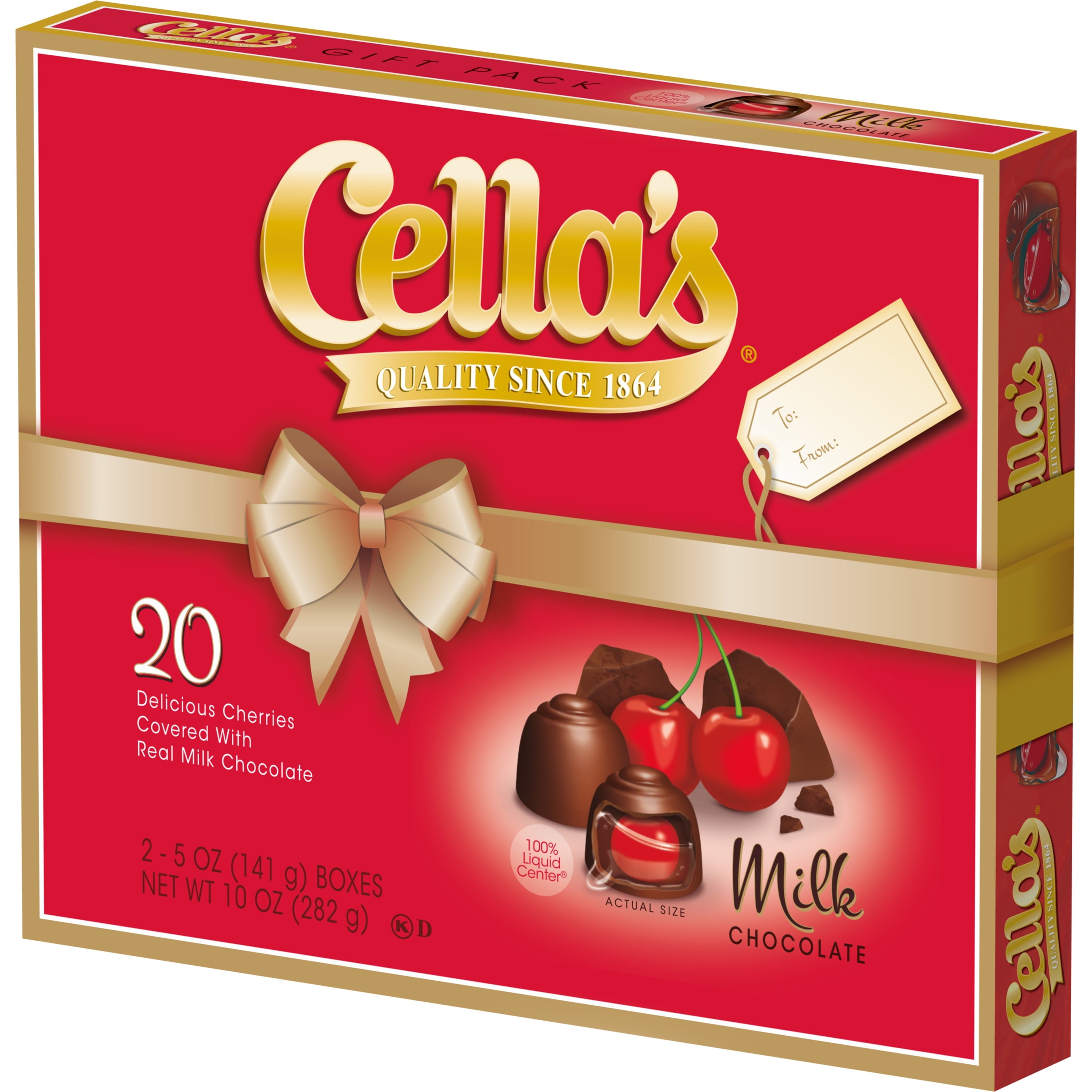 Cella'S Milk Chocolate Covered Cherries Christmas Gift Box - 10 Oz, 20 Count