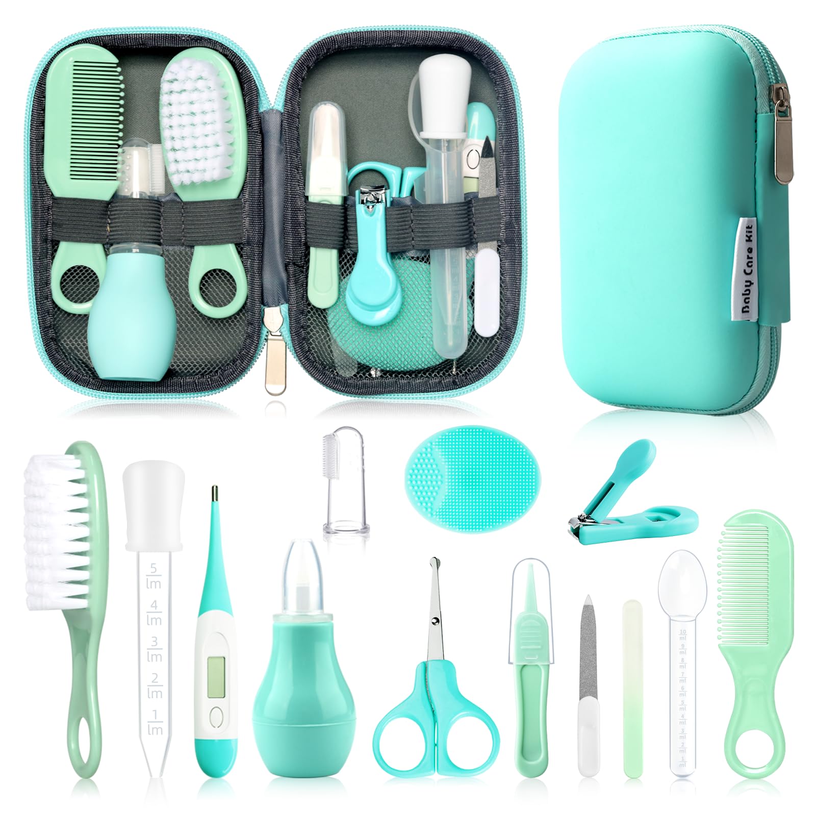 Premium Baby Grooming Kit, Infant Safety Care Set with Hair Brush ,Comb ,Nail Clipper ,Nasal Aspirator,Baby Essentials Kit for Newborn Girls ,Boys (Baby Grooming Kit)