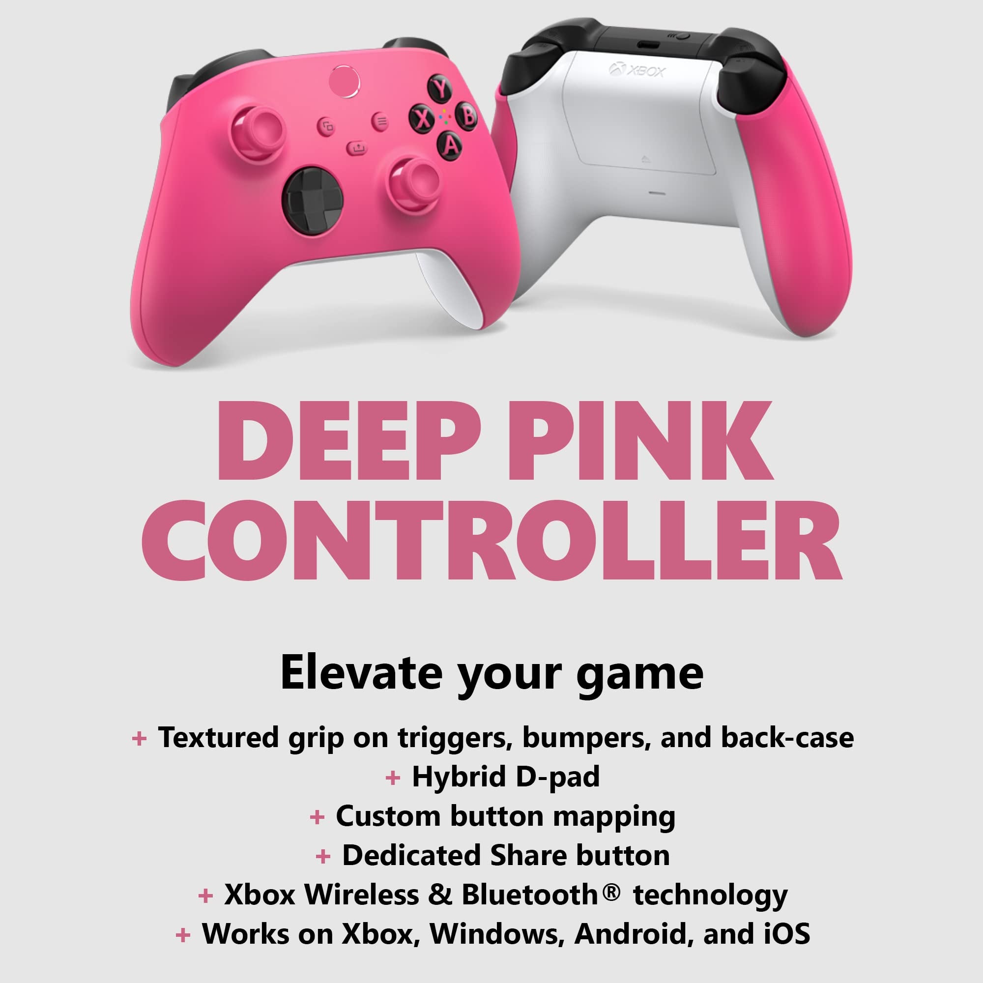 Deep Pink Core Wireless Gaming Controller – Windows PC, Android, and iOS