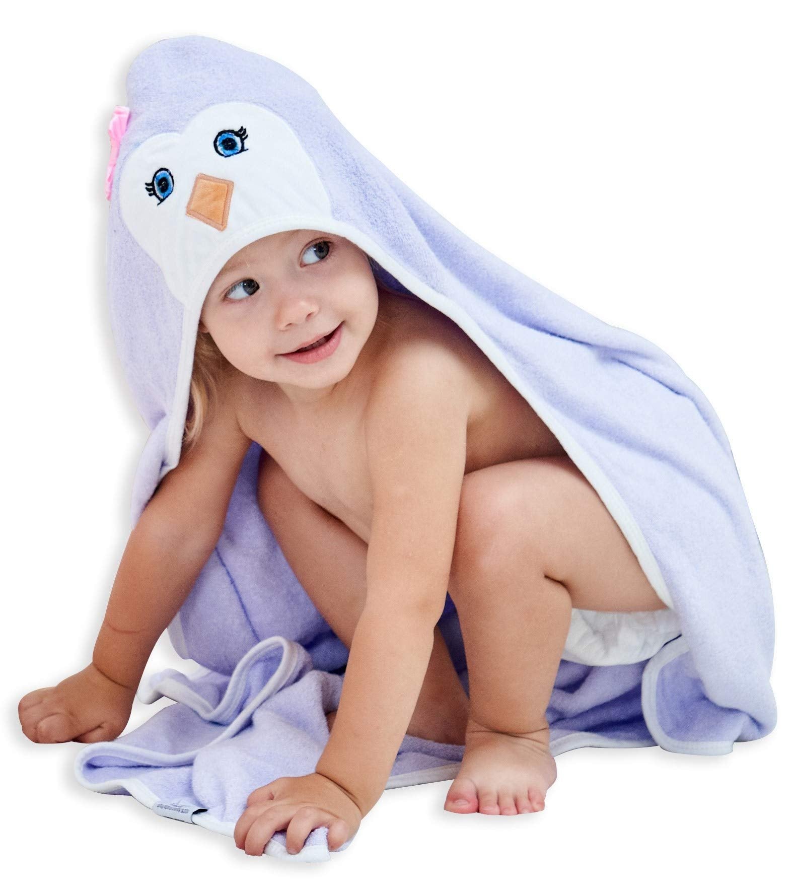 HIPHOP PANDA Hooded Towel - Rayon Made from Bamboo, Bath Towel with Bear Ears for Newborn, Babie, Toddler, Infant - Absorbent Large Baby Towel - Panda, 30 x 30 Inch