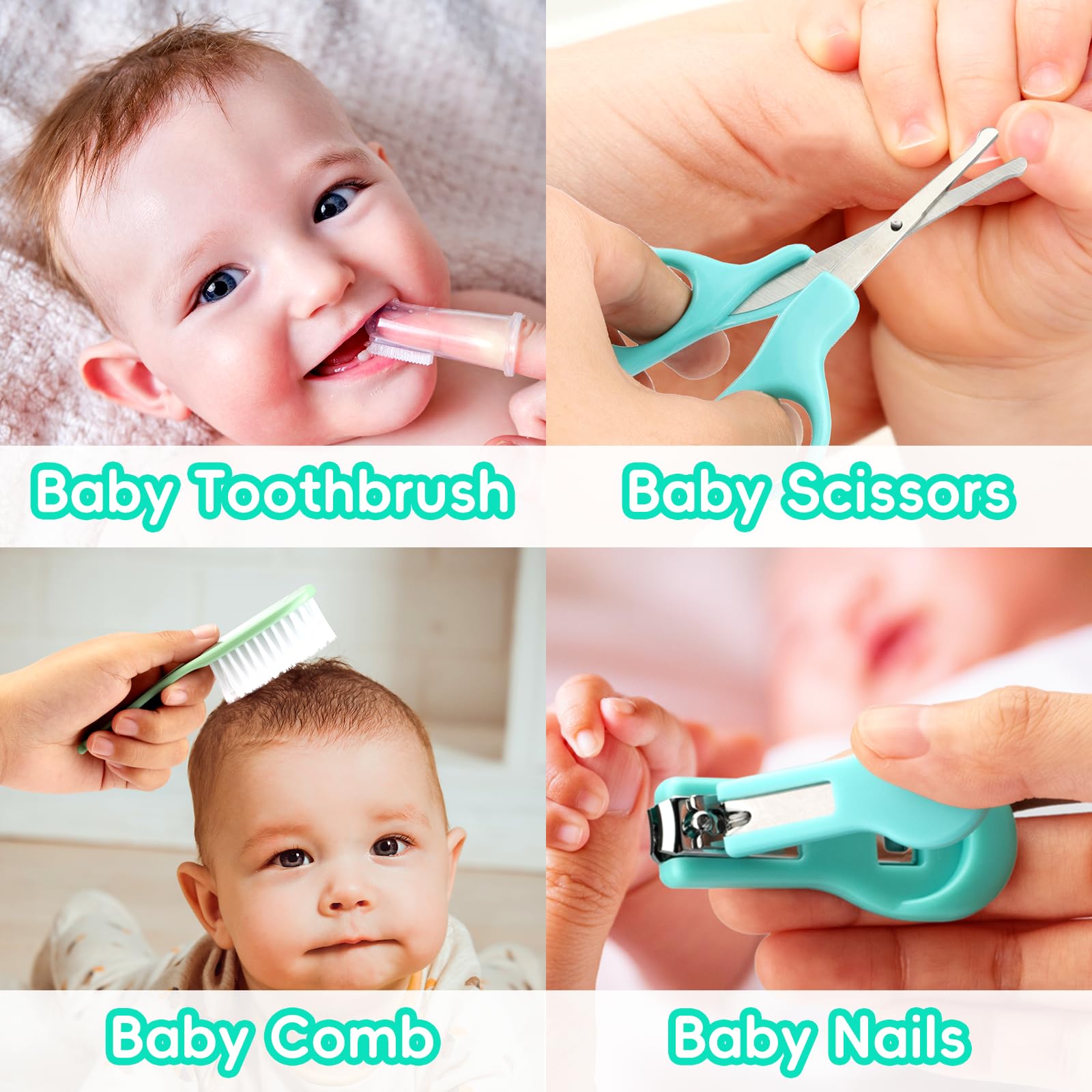 Premium Baby Grooming Kit, Infant Safety Care Set with Hair Brush ,Comb ,Nail Clipper ,Nasal Aspirator,Baby Essentials Kit for Newborn Girls ,Boys (Baby Grooming Kit)