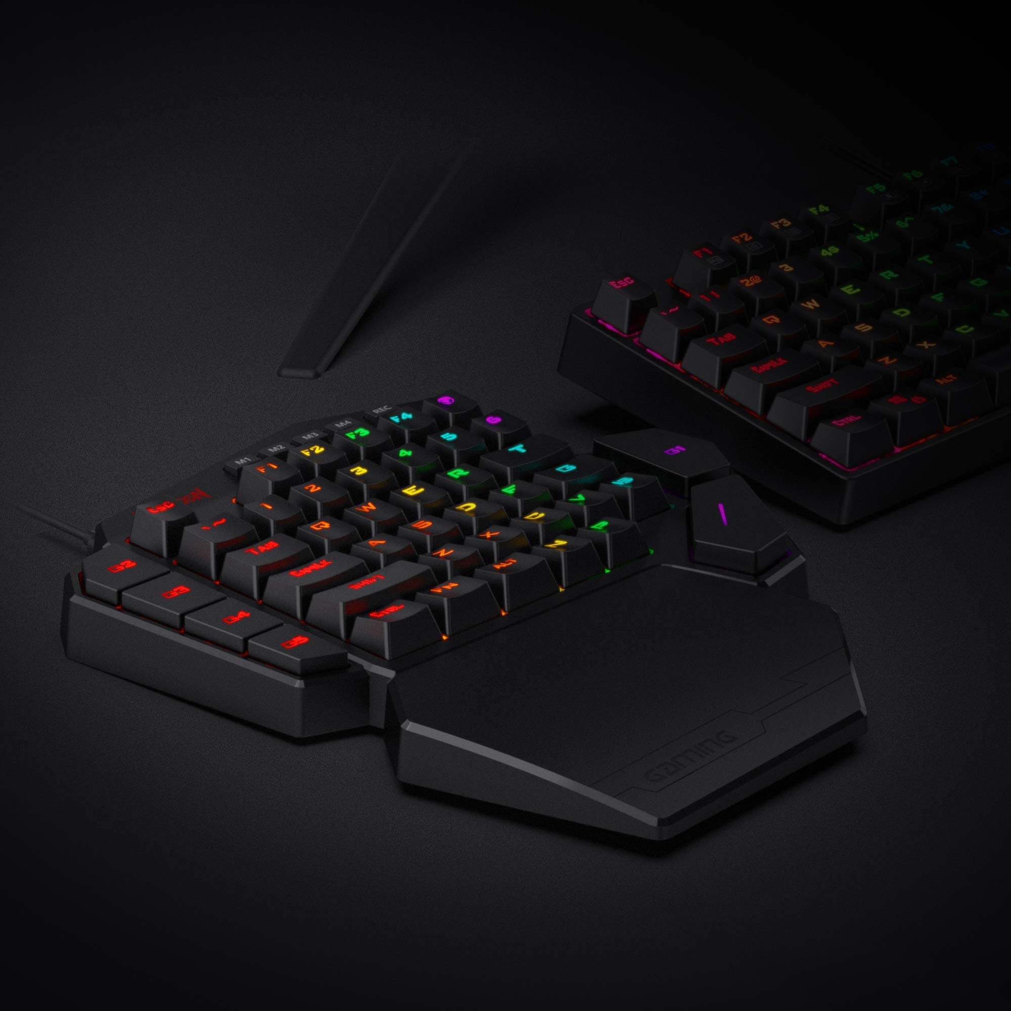 Upgraded  One-Handed Wired RGB Mechanical Gaming Keyboard, 42 Keys Type-C Keypad with Hot-Swappable Socket, 7 Macro Keys & Detachable Wrist Rest