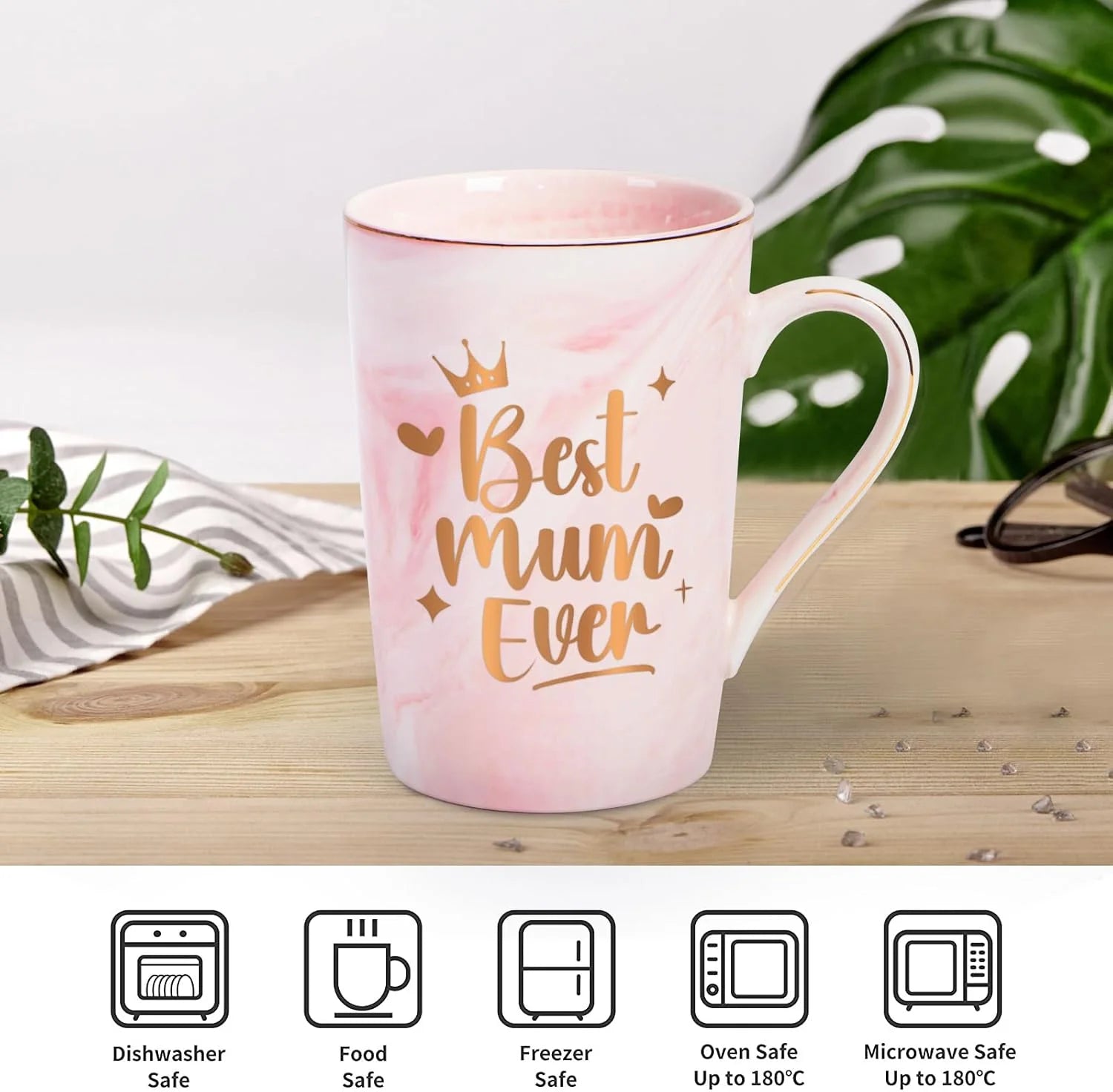 14 Oz Pink Best Mum Ever Gifts, Mum Gifts from Daughter Son Kids Coffee Mug, Best Mum Gifts for Christmas Mothers Day