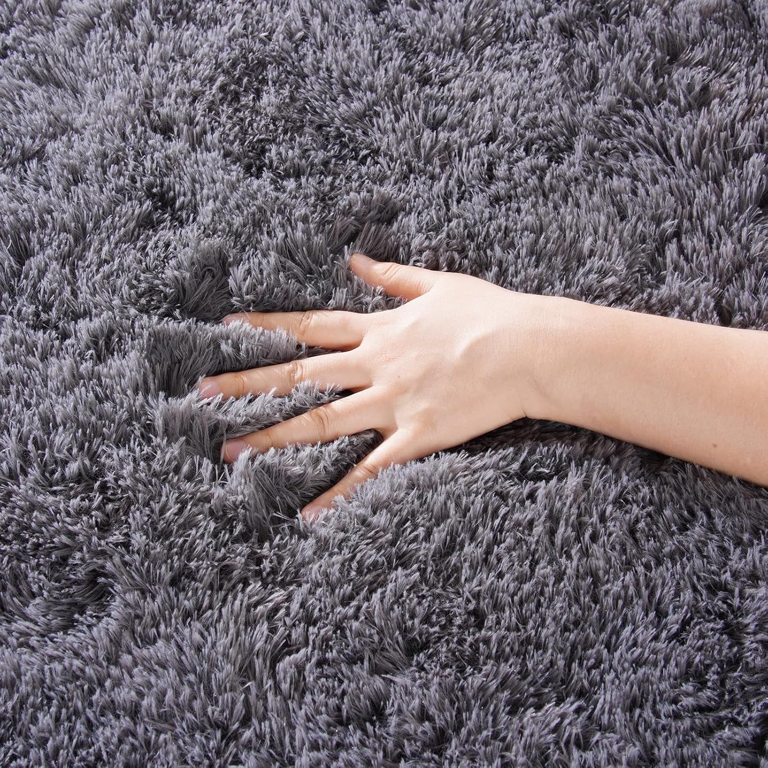 Grey Area Rug for Living Room Bedroom 4X6 Soft Fluffy Fuzzy Furry Shaggy Aesthetic Carpet Plush High Pile Floor Throw Rug for Nursery Kids Room Dorm Room