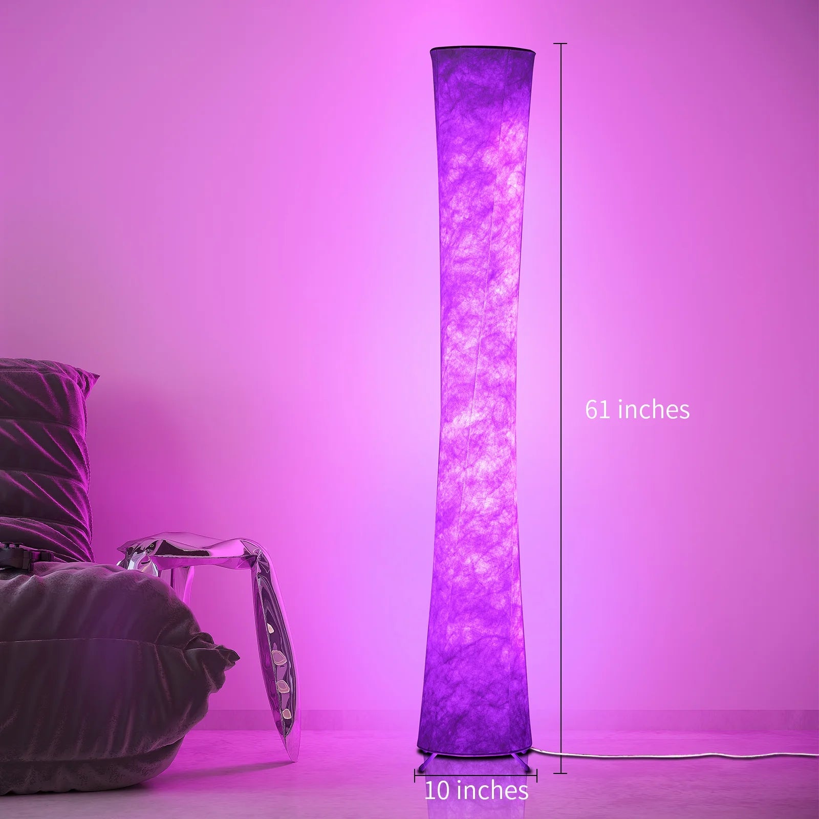 Soft Light LED Floor Lamp RGB Color Changing 61'' Modern Tall Lamp, Smart Standing Lamp with Remote Control and APP Control for Living Room, Bedroom and Game Room