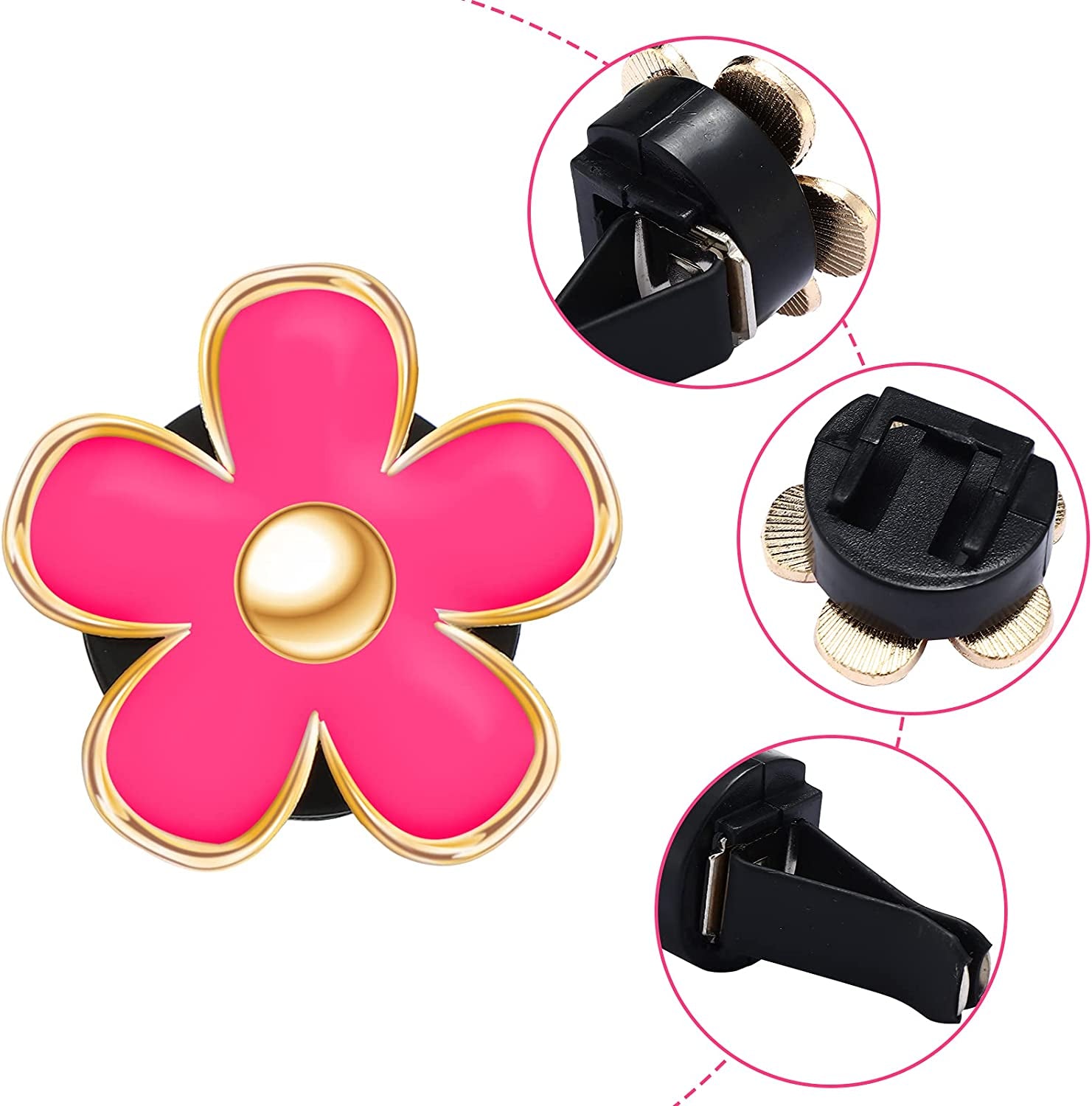 6 Pcs Daisy Flower Air Vent Clip Daisy Flower Christmas Ornament Christmas Car Air Vent Clips Air Freshener Outlet Clip Car Air Conditioning Clip Charm Decor(3 Cm, 3.3 Cm,Red, Pink, White)