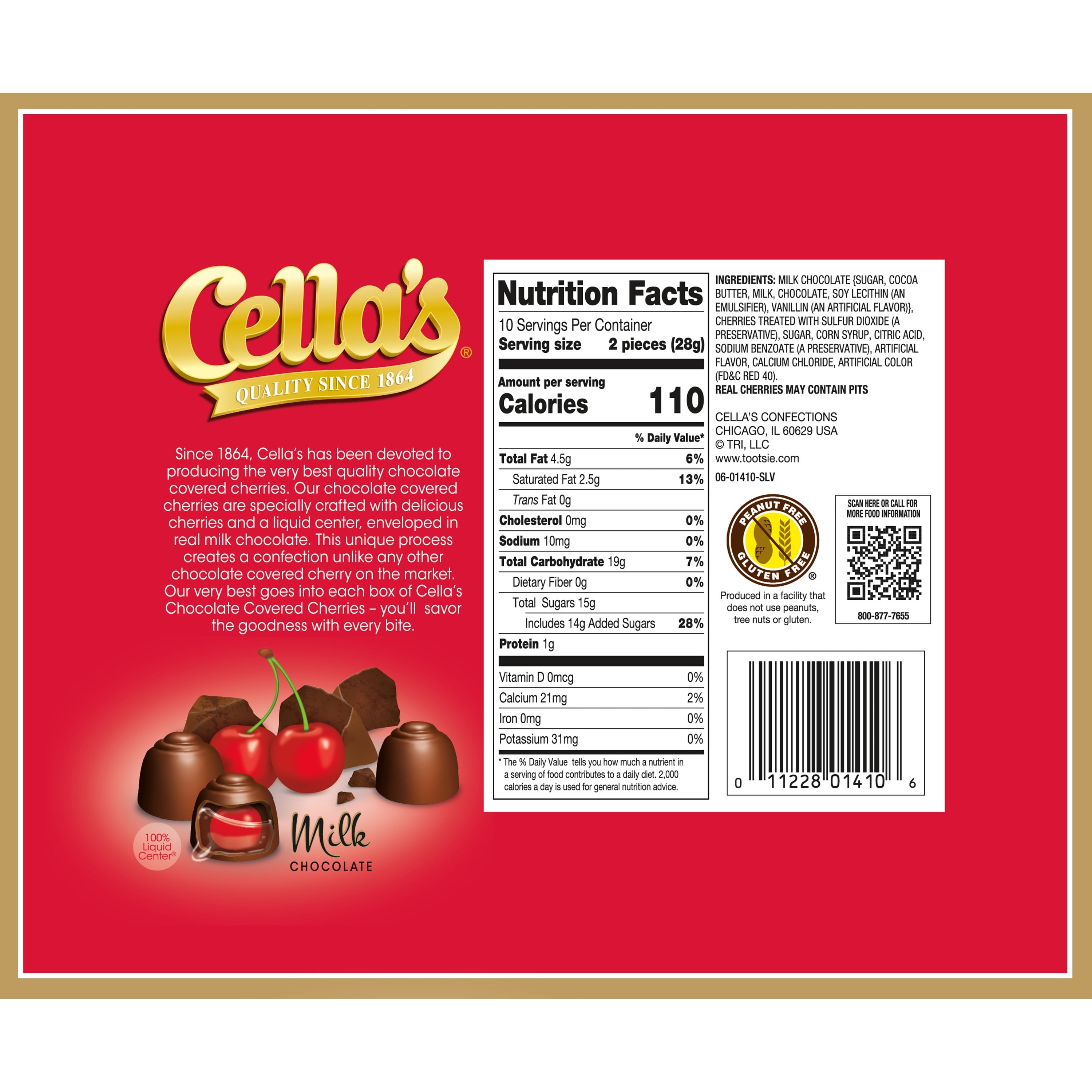 Cella'S Milk Chocolate Covered Cherries Christmas Gift Box - 10 Oz, 20 Count