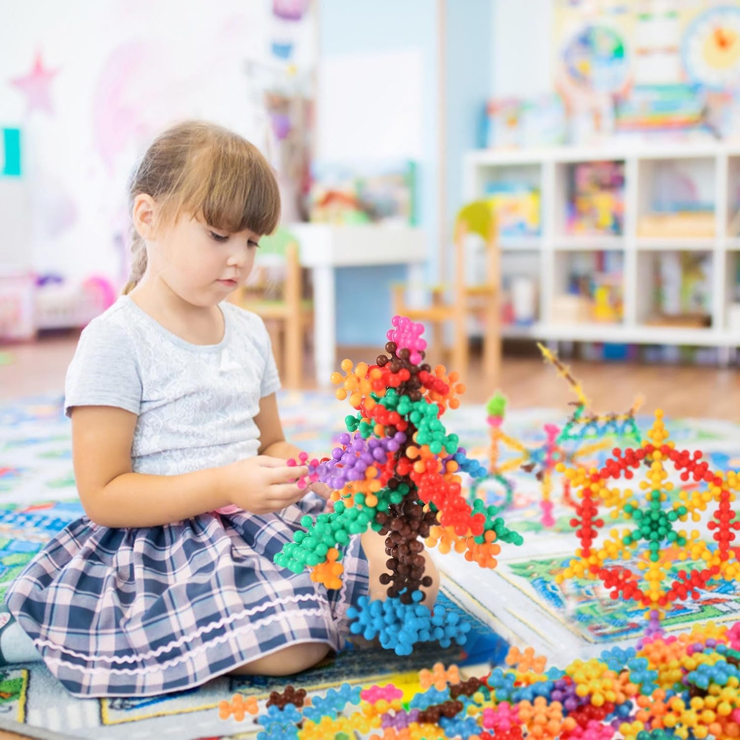 200 Pieces Building Blocks Kids STEM Toys Educational Discs Sets Interlocking Solid Plastic for Preschool Boys and Girls Aged 3+, Safe Material Creativity