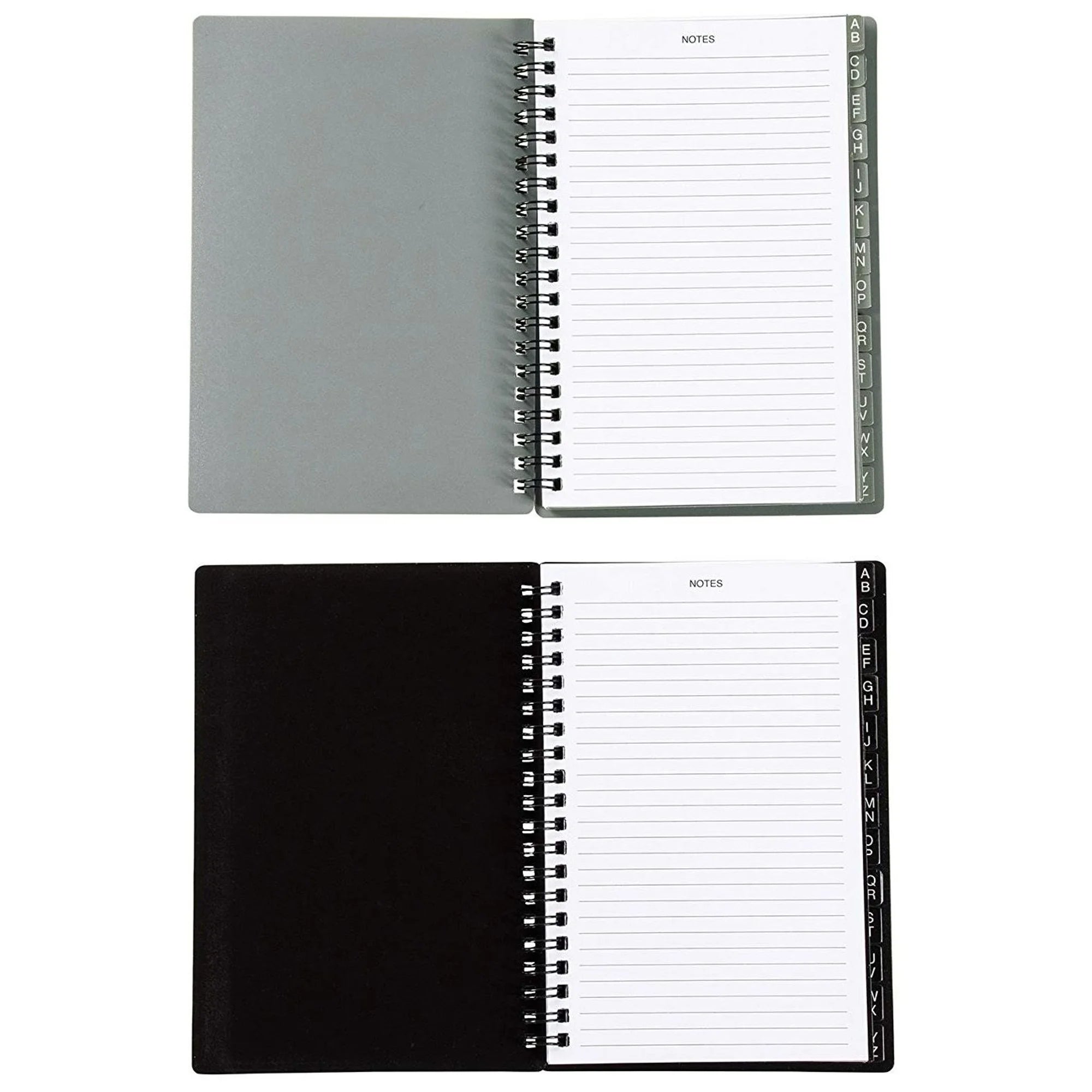 2-Pack Spiral Password Keeper Book with Alphabetical Tabs, Password Notebook for Internet and Computer Login, Username, Passwords for Home, Office, Gray/Black (80 Lined Pages, 5X7 In)