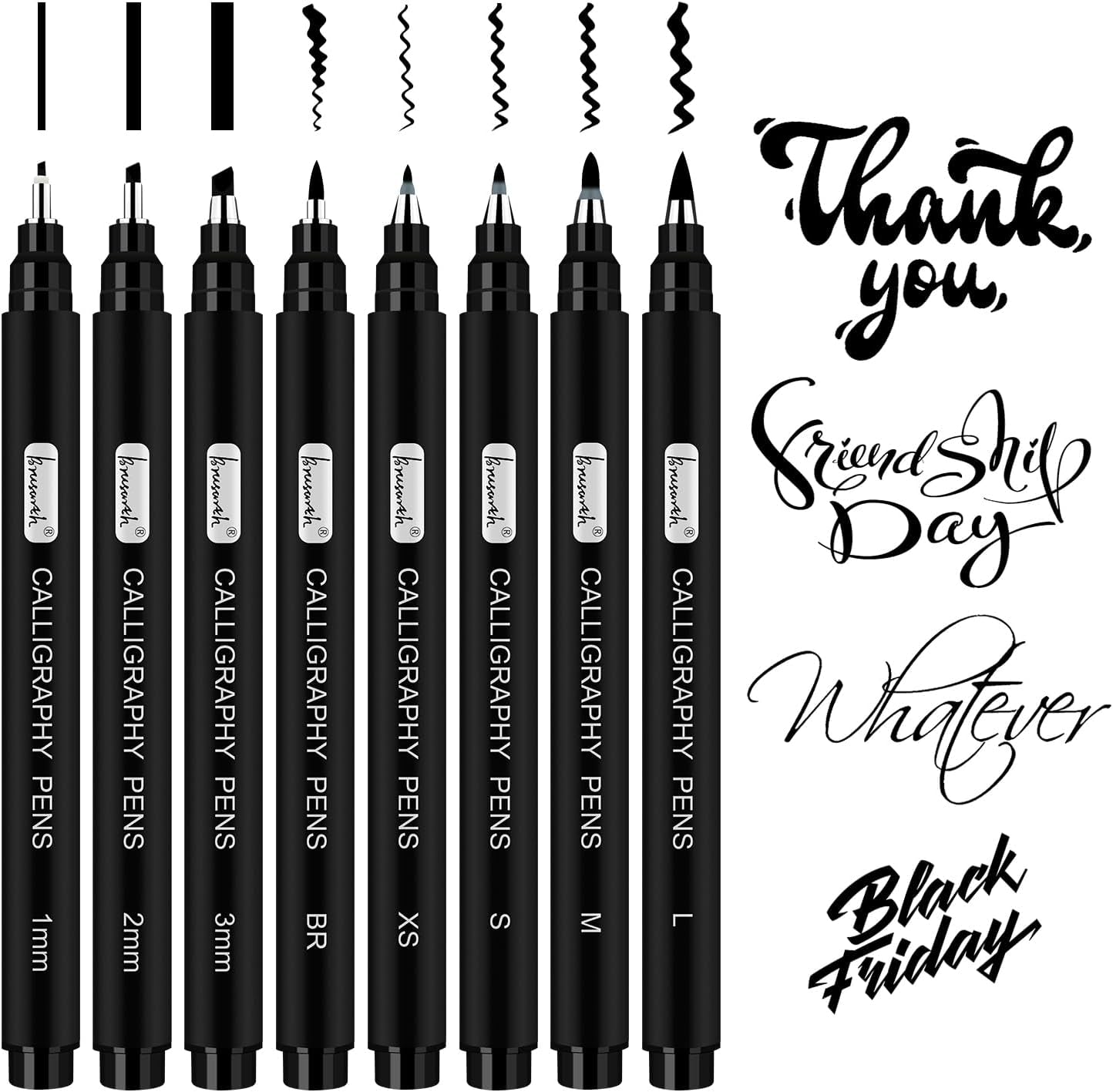 Calligraphy Pens,8 Size Calligraphy Pens for Writing,Brush Pens Calligraphy Set for Beginners, Hand Lettering Pens