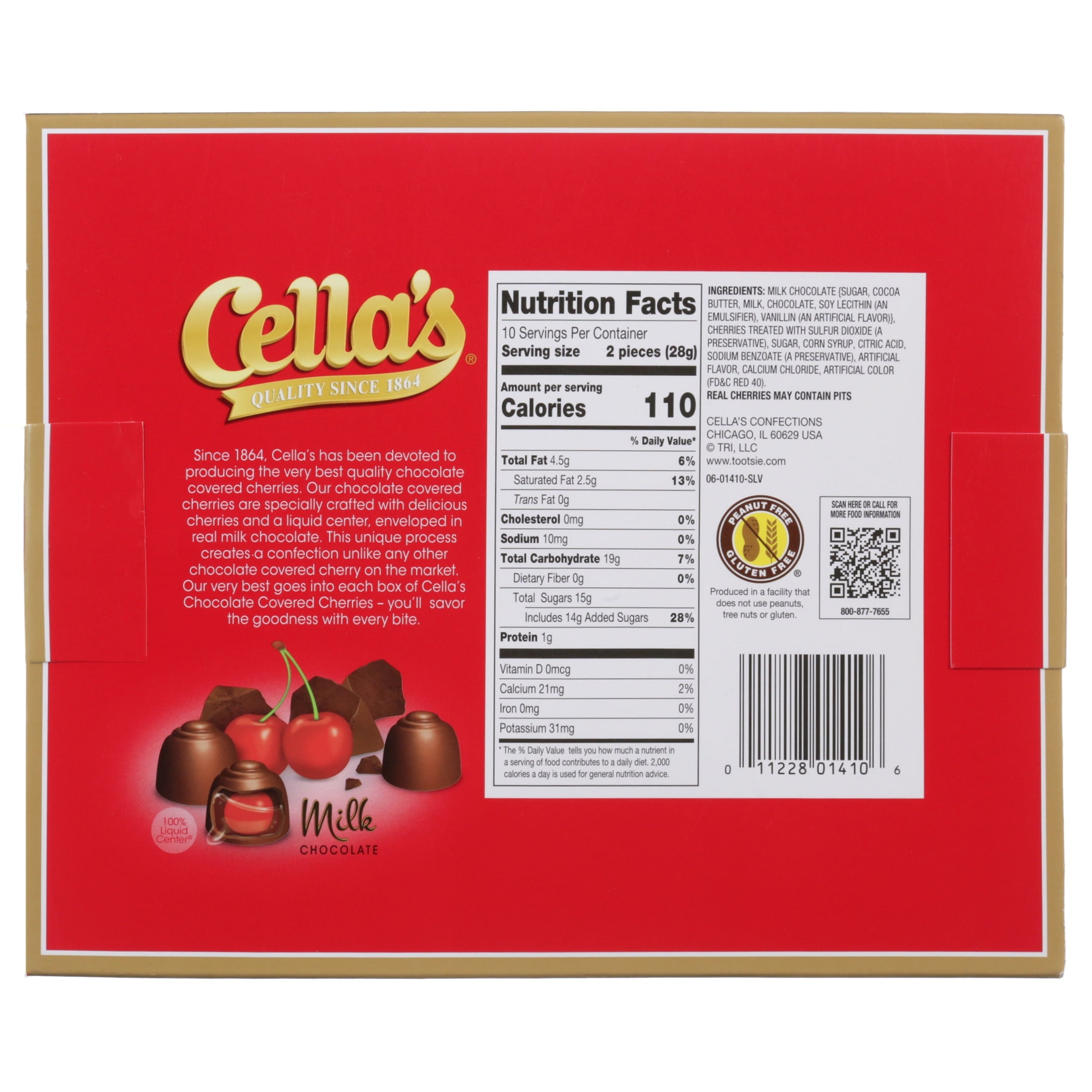 Cella'S Milk Chocolate Covered Cherries Christmas Gift Box - 10 Oz, 20 Count