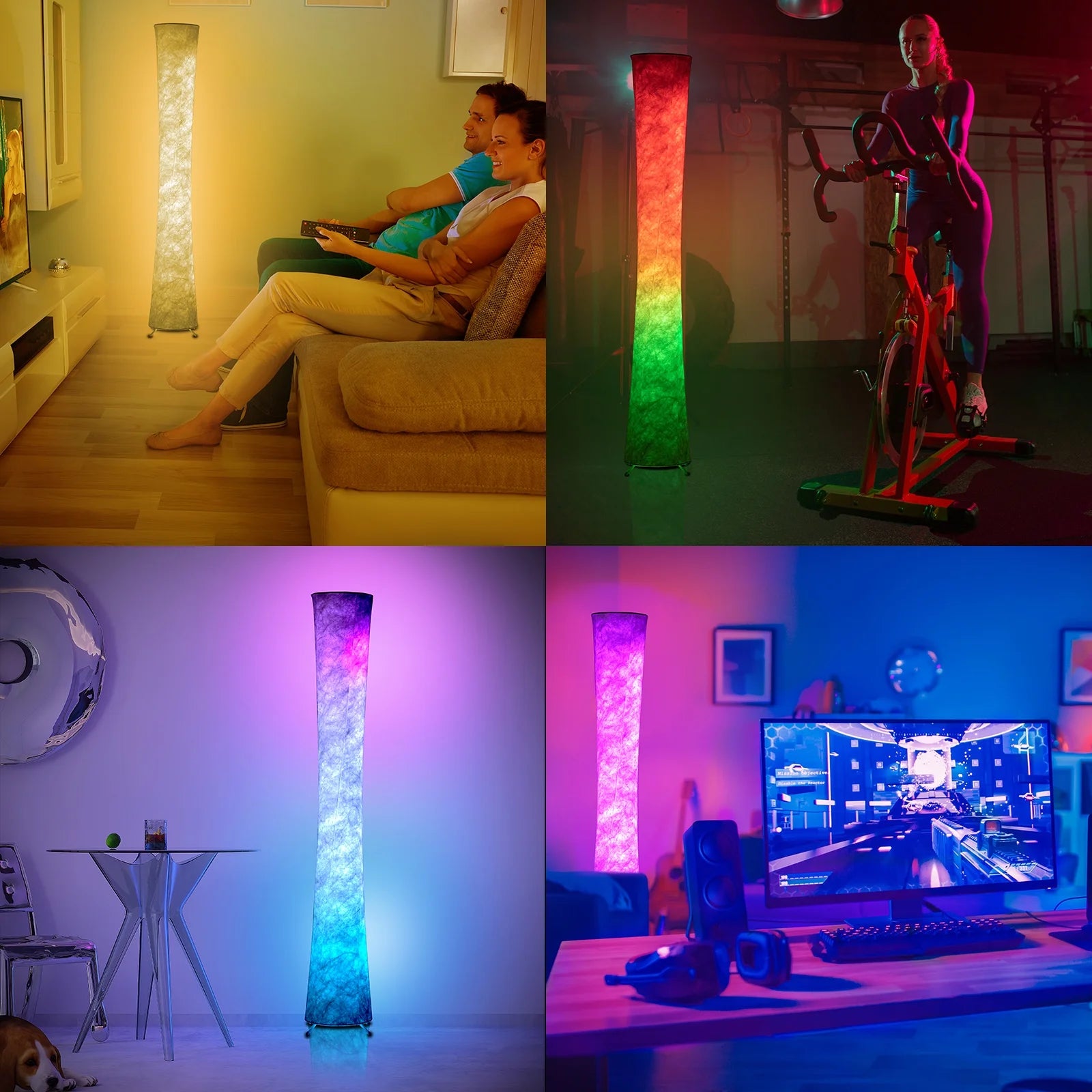 Soft Light LED Floor Lamp RGB Color Changing 61'' Modern Tall Lamp, Smart Standing Lamp with Remote Control and APP Control for Living Room, Bedroom and Game Room