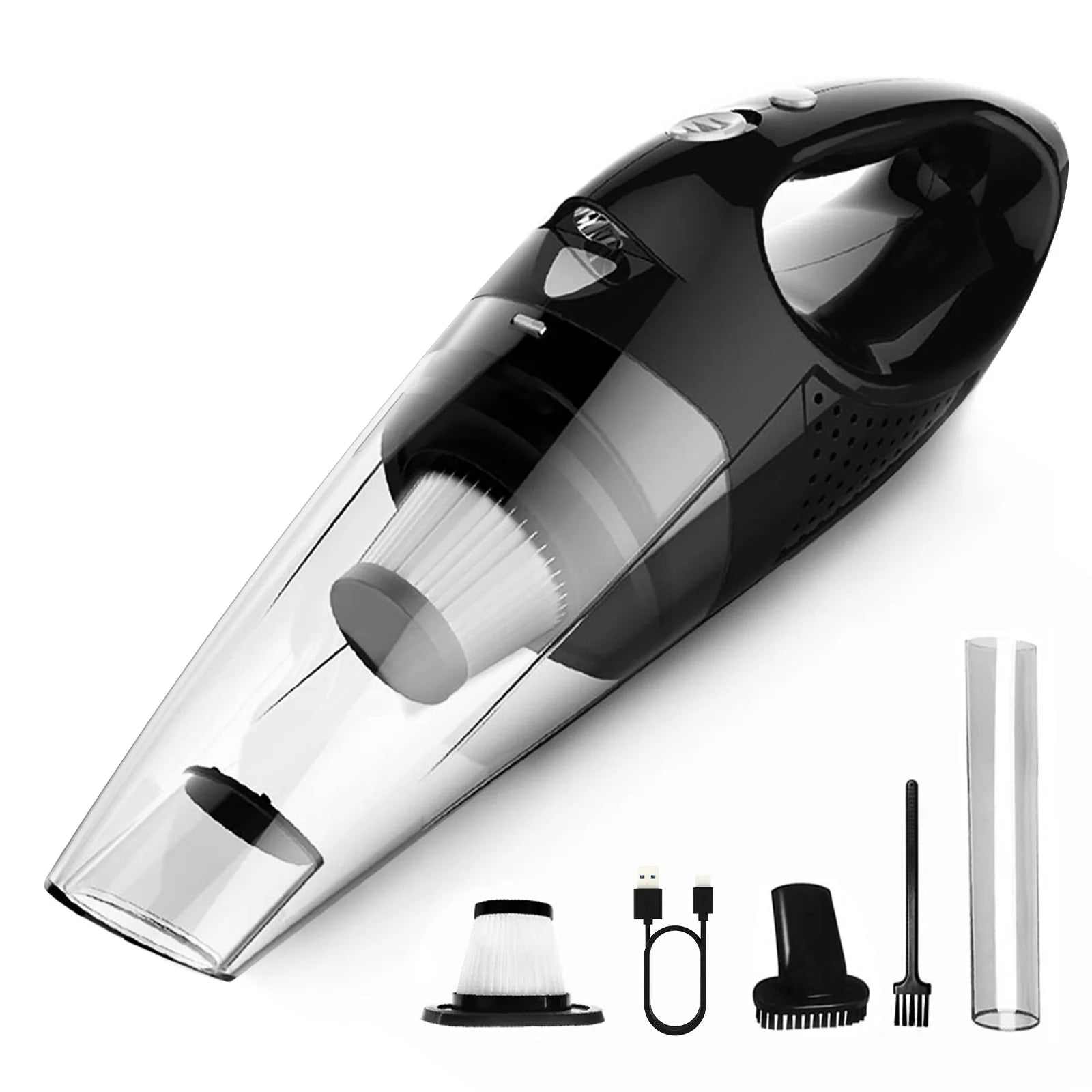 Handheld Vacuum, Car Vacuum Cleaner Cordless, Mini Portable Rechargeable Vacuum Cleaner with 2 Filters, Silver