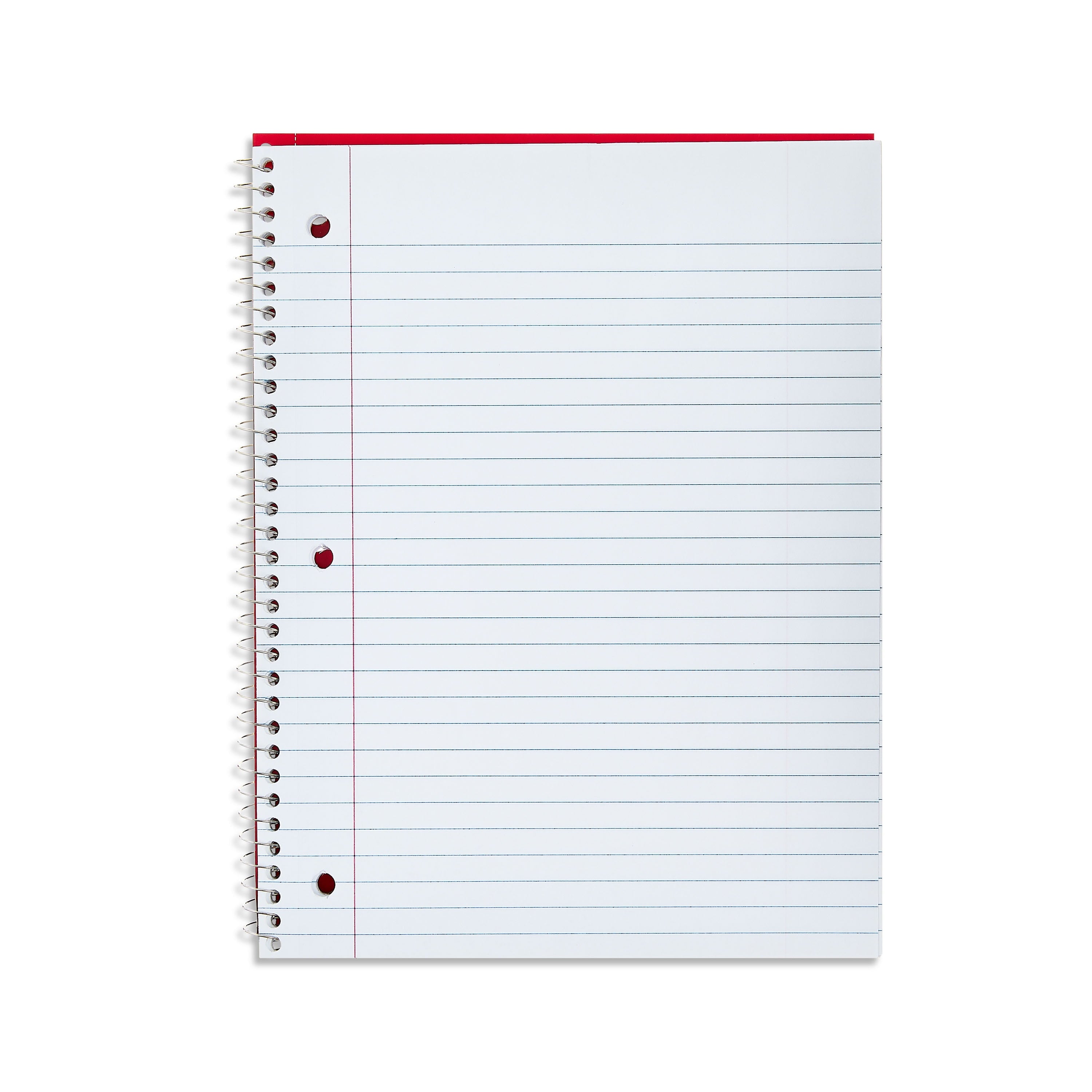 Wide Ruled 1-Subject Notebook, 8" X 10.5", Red, 70 Sheets