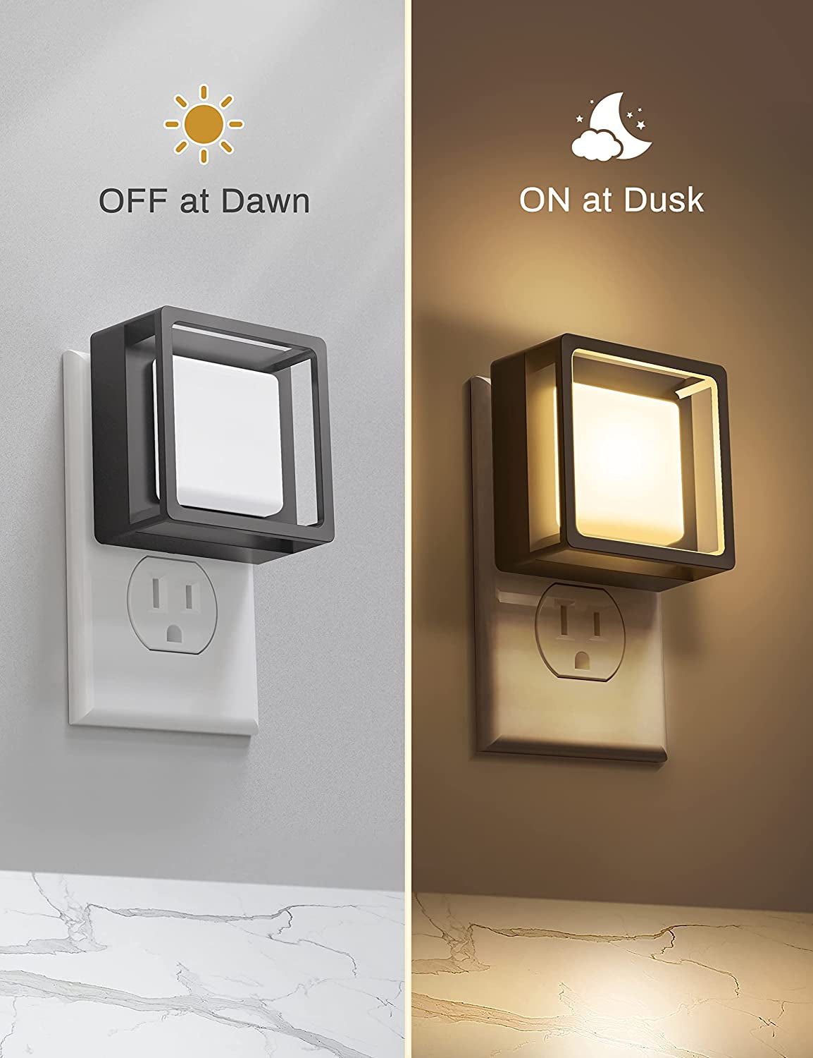 LED Night Light, Night Lights Plug into Wall [2 Pack] with Dusk-To-Dawn Sensor, Dimmable Nightlights, Adjustable Brightness for Bathroom, Hallway, Bedroom,Kids Room,Stairway,Soft White