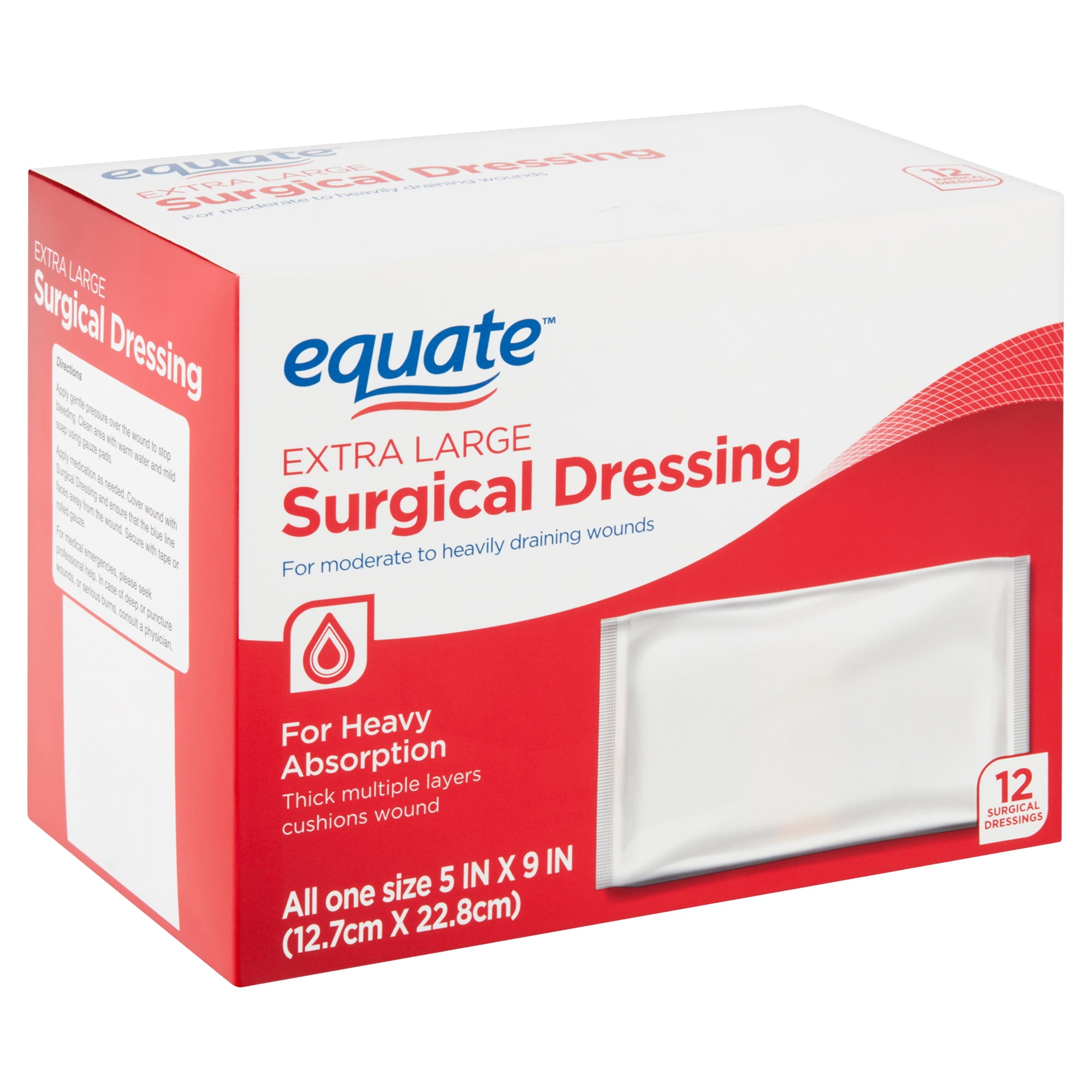 Extra Large Absorbent Surgical Dressing, for Moderate to Heavy Wounds, 12 Count