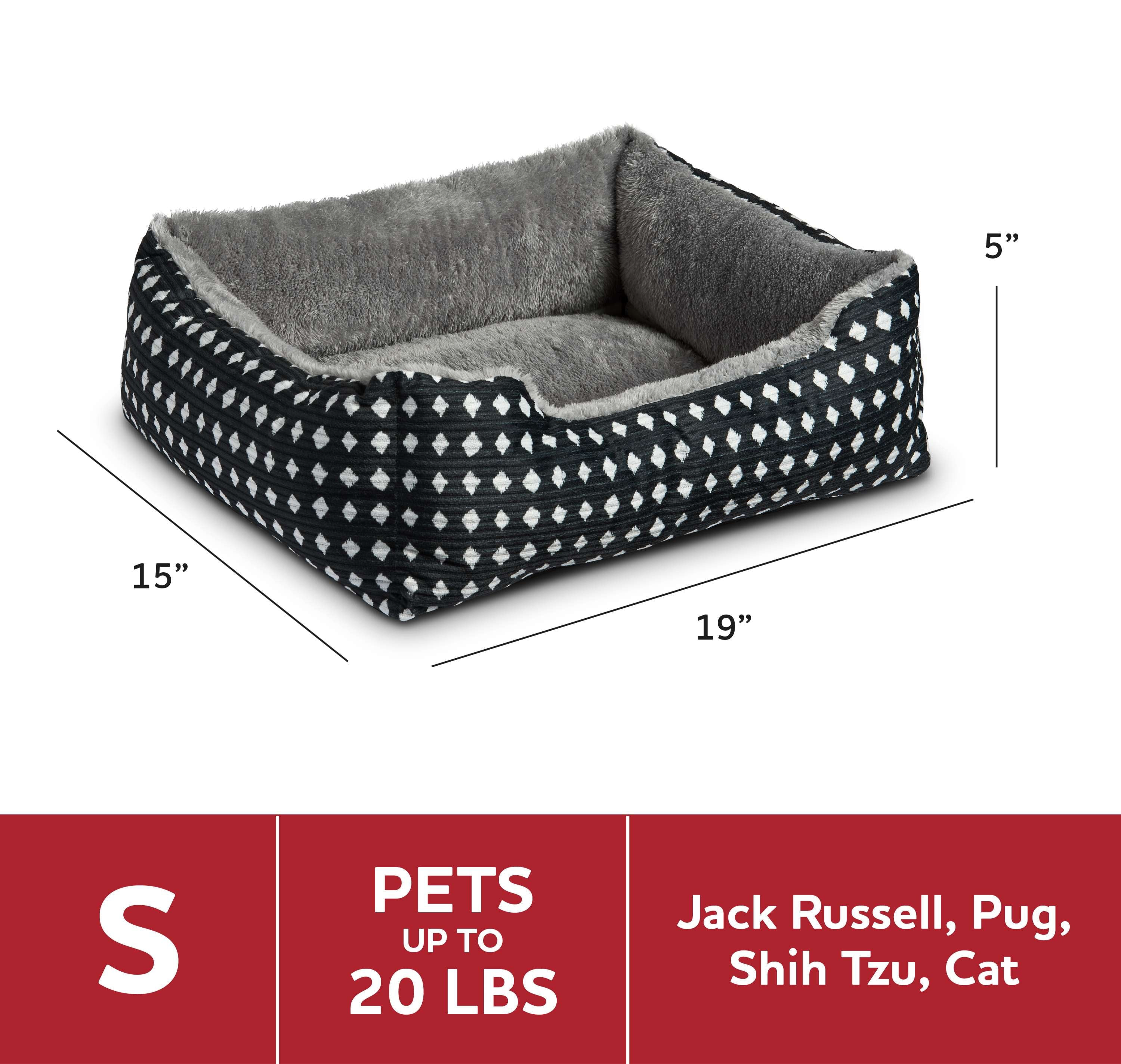 Cuddler Small Dog or Cat Bed, Black 19" X 15"