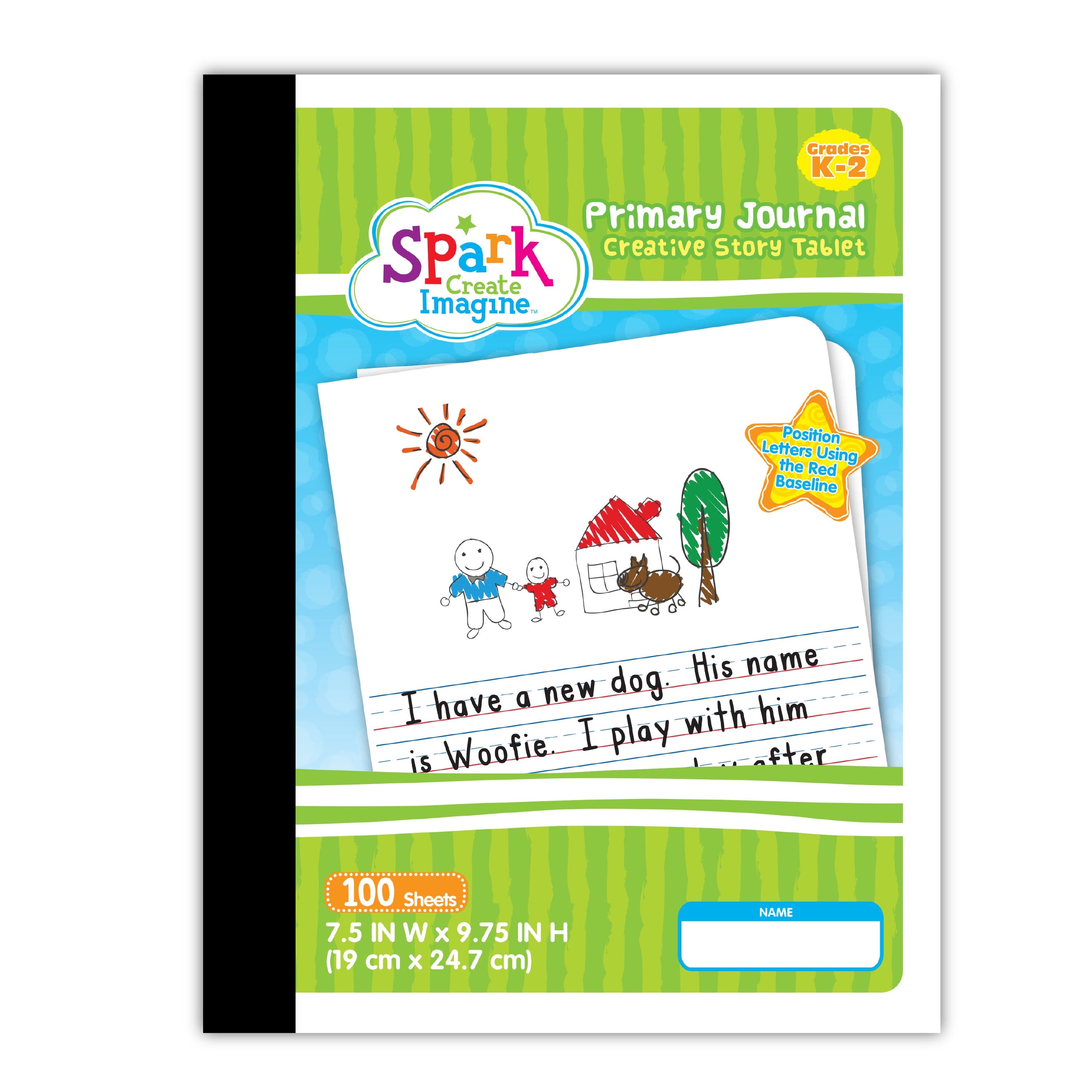 100 Sheets Half Page Ruled Primary Journal, 9.75 X 7.5