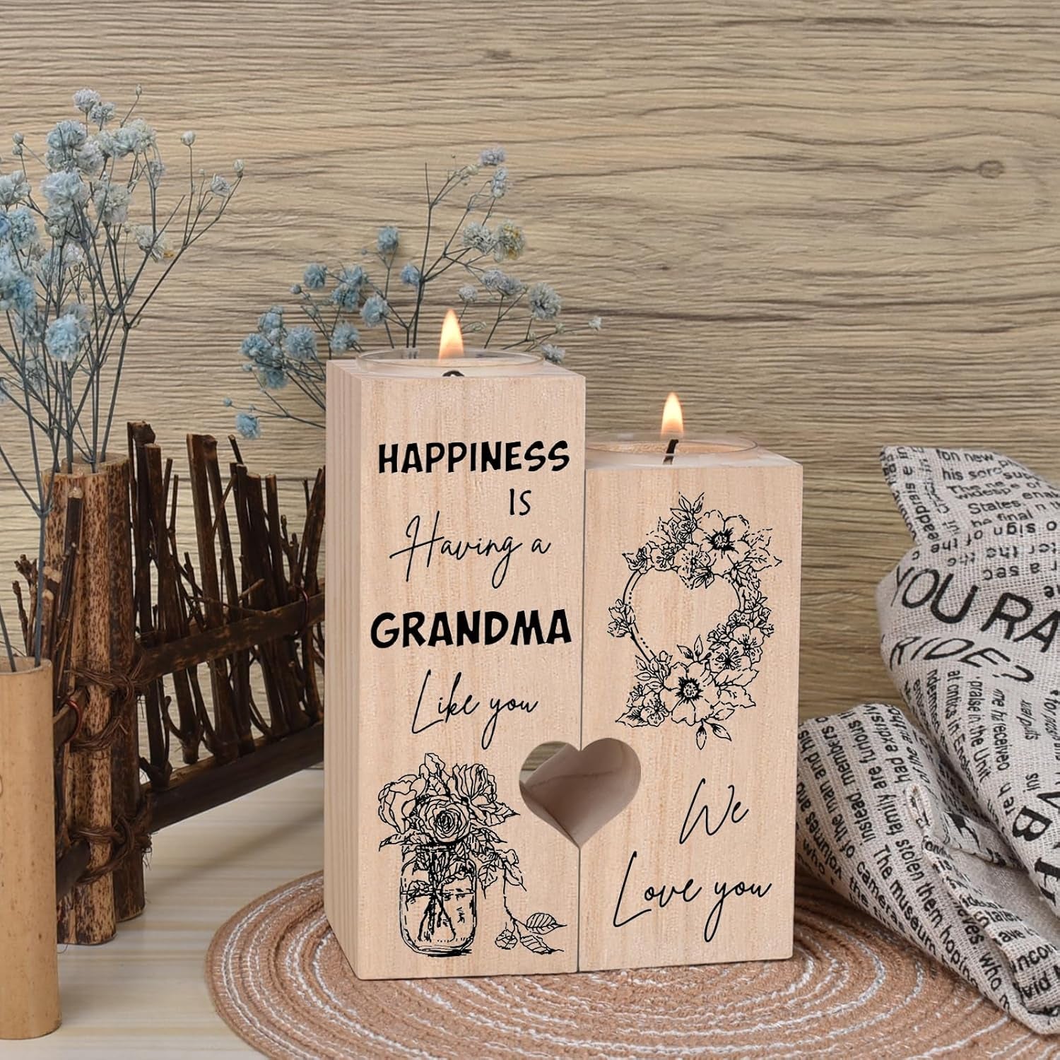 Grandma Gifts, Grandma Birthday Gifts - Candlestick, Gifts for Grandma, Best Grandma Gifts, Mothers Day Christmas Birthday Gifts for Grandma